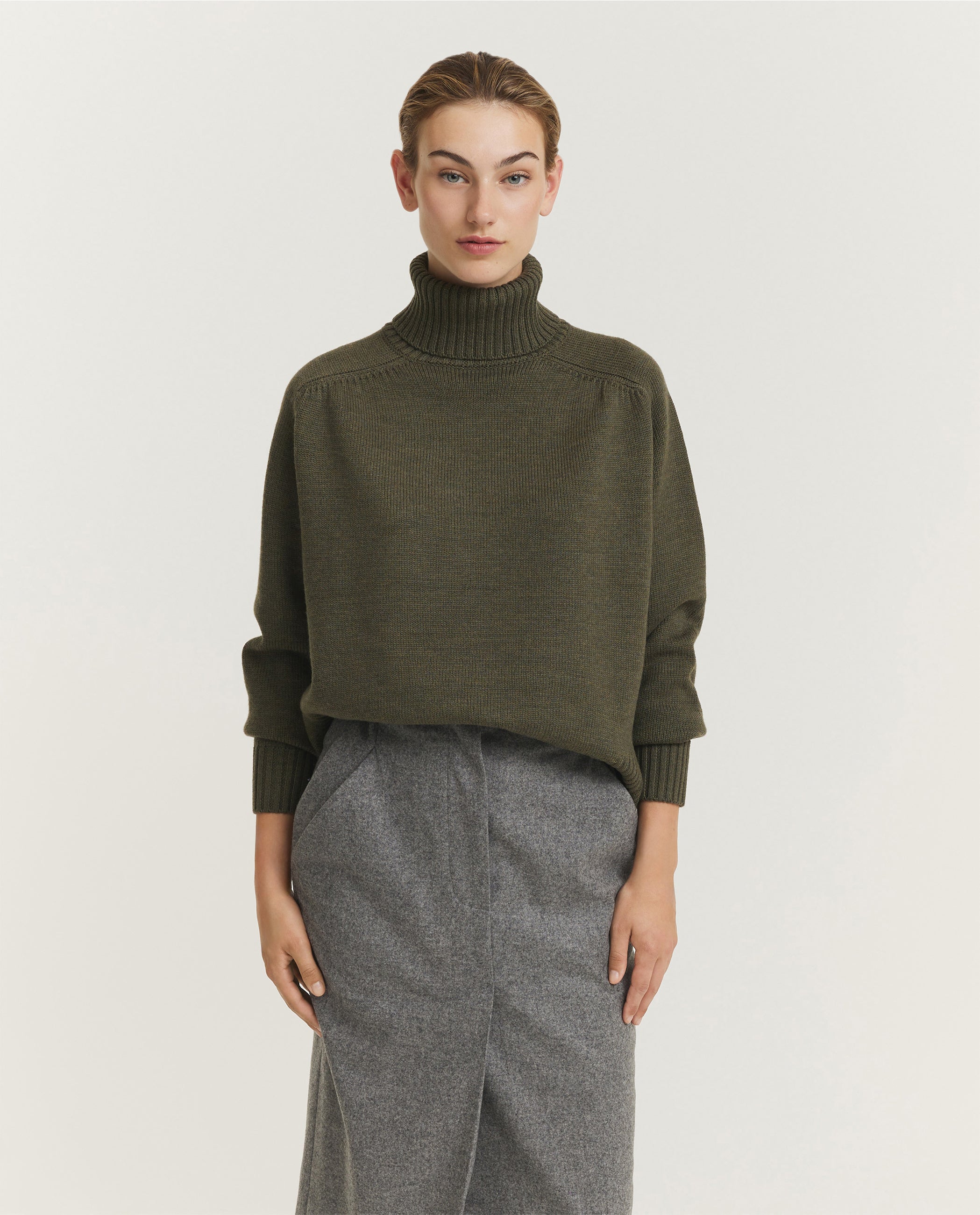 Low Mock Neck Wool Sweater