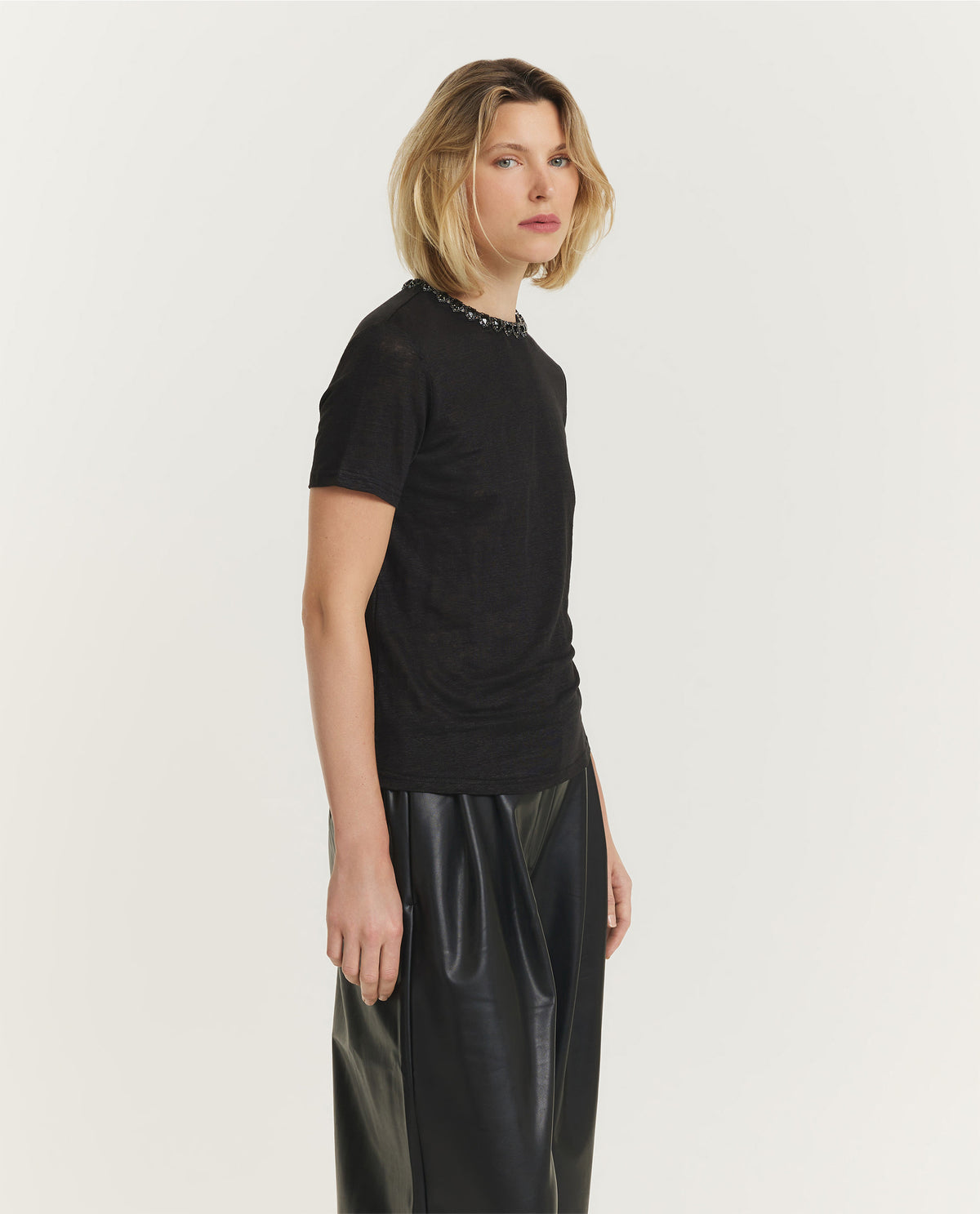 Linen Embellished Tee