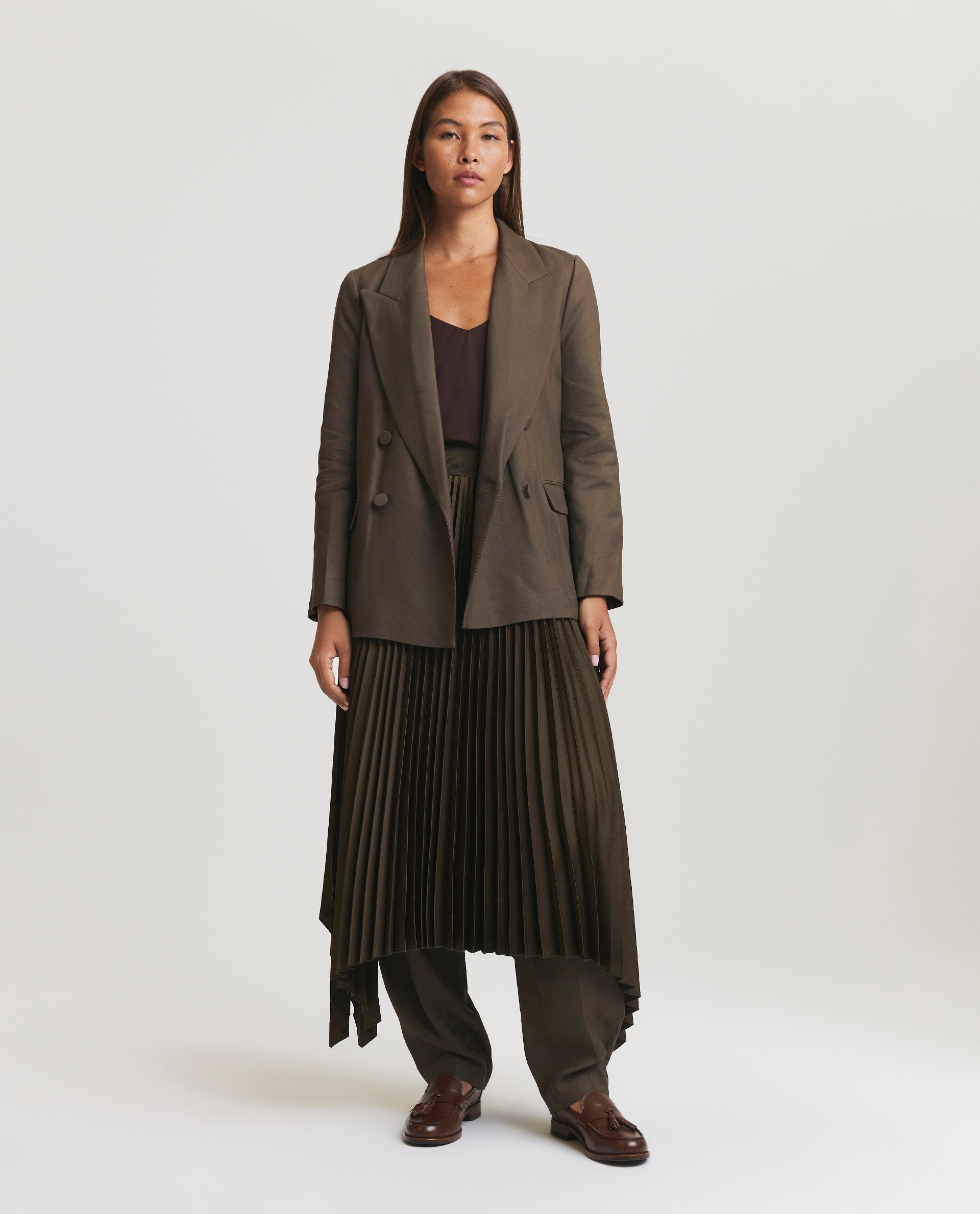 Asymmetrical plissé skirt