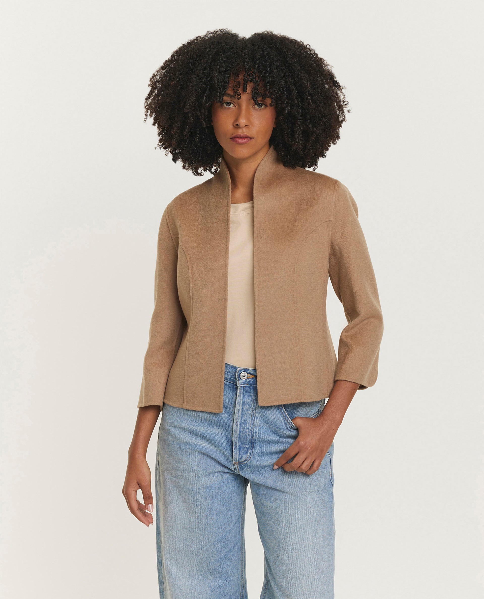 Short double face cashmere blazer