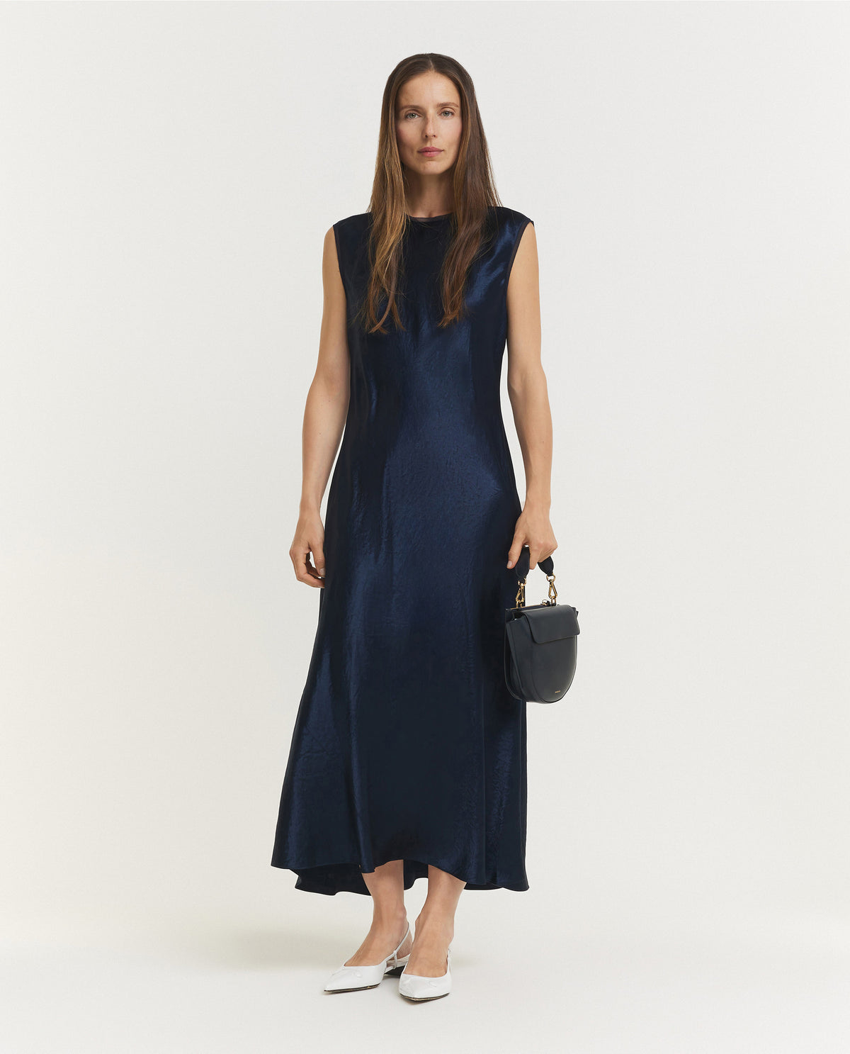 Satijnen Kapmouw Jurk - Blauw