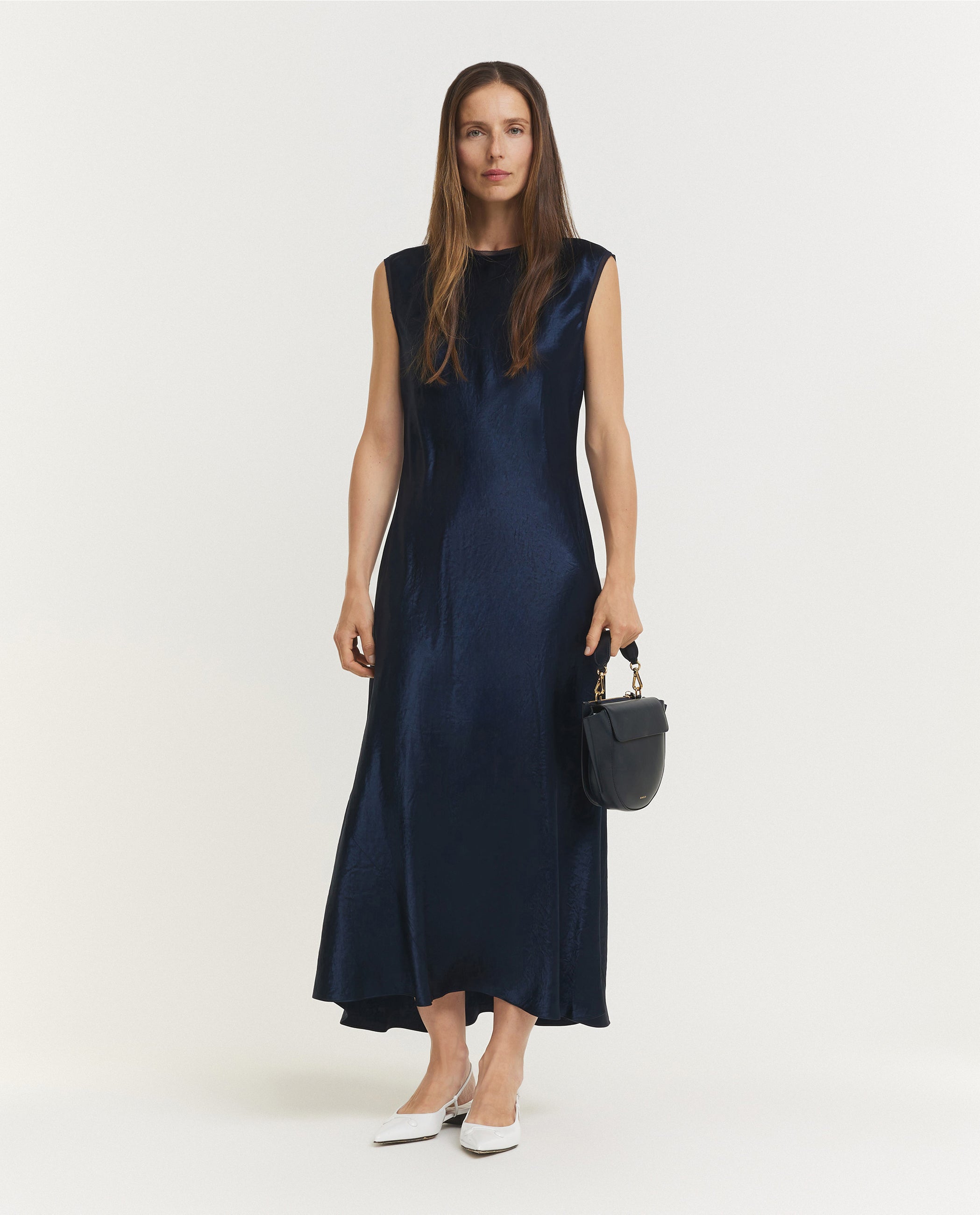 Satijnen Kapmouw Jurk - Blauw