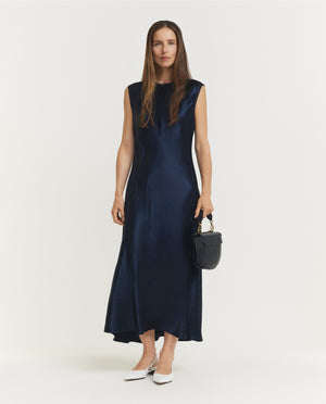 Satijnen Kapmouw Jurk - Blauw