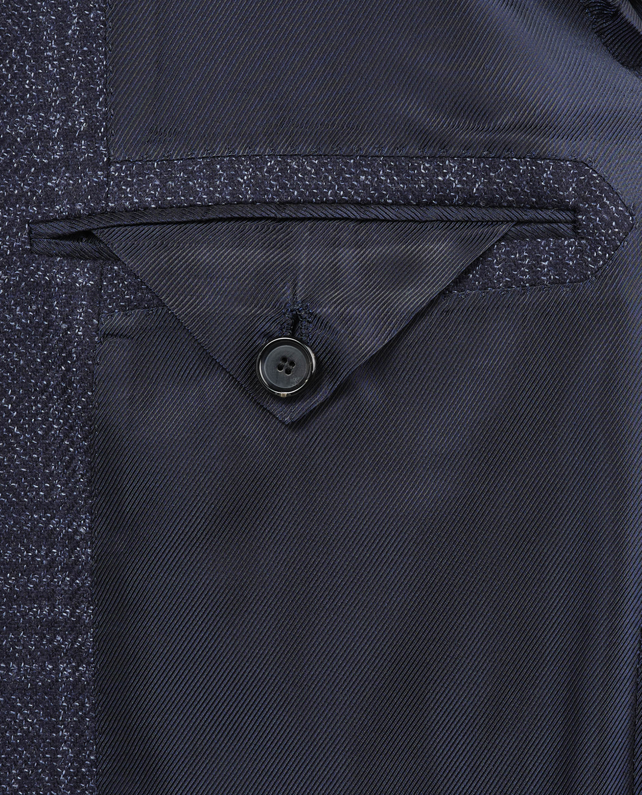 Wol Zijden Glencheck Jasje - Donkerblauw