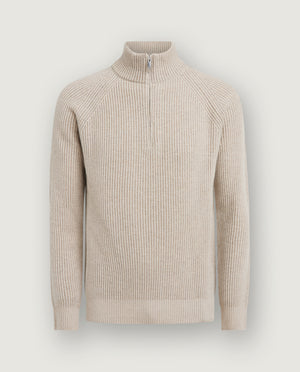 Ribbed Cashmere Half-Zip Sweater