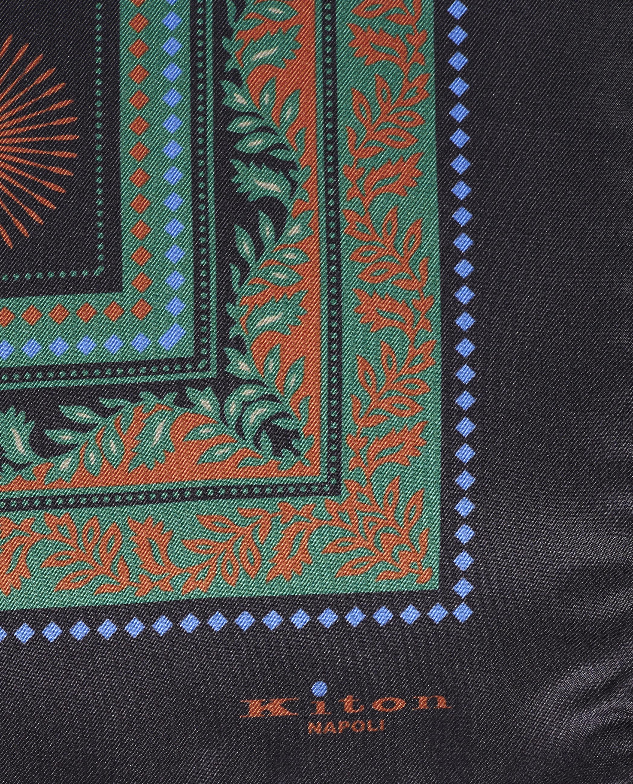 Geprinte Zijden Pochet - Zwart