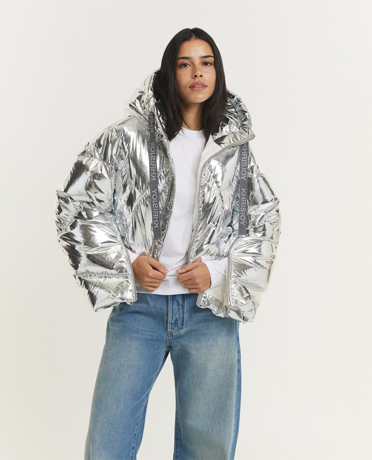 Crop Iconic Milano Puffer - Zilver