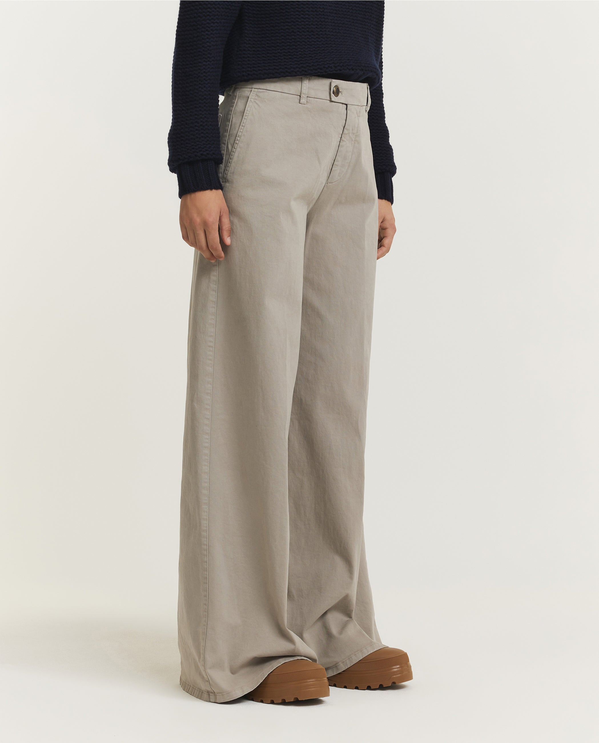 Katoenen Nina Broek - Lichtgrijs