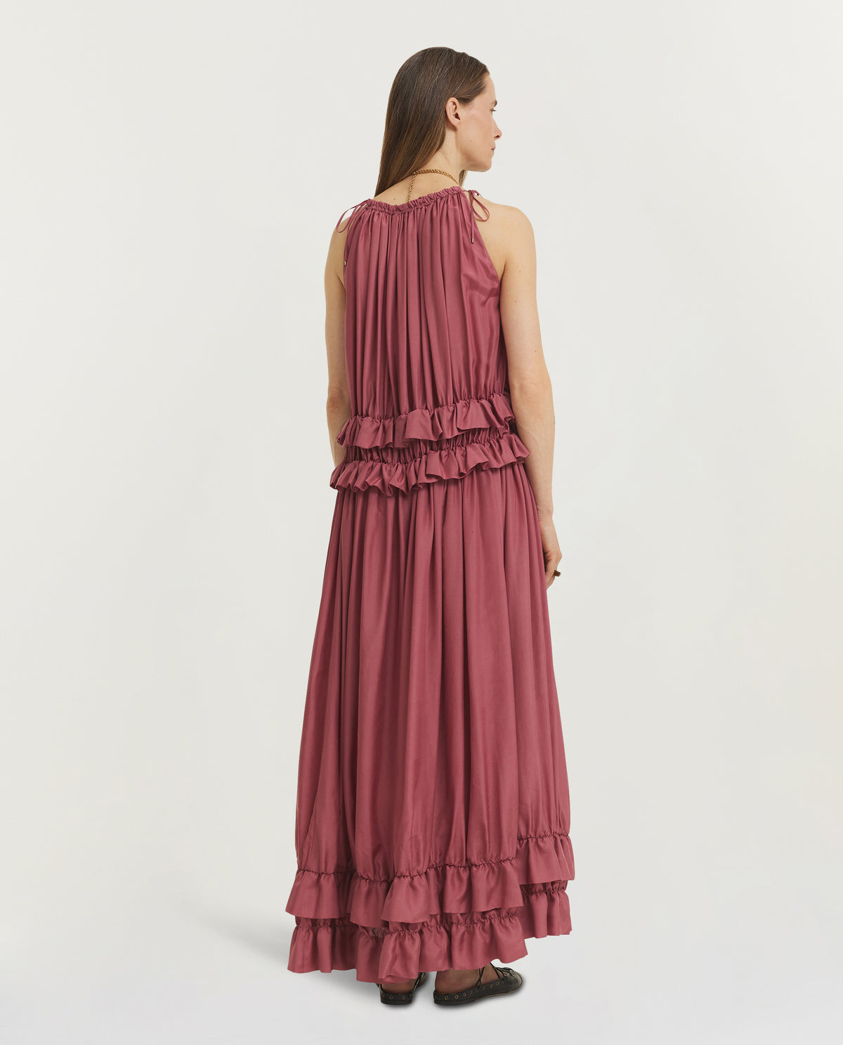 Mouwloze lange jurk - Roze