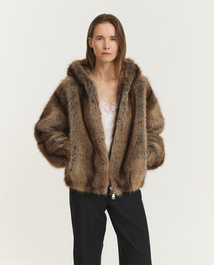 Hazel Faux Fur Jas - Bruin