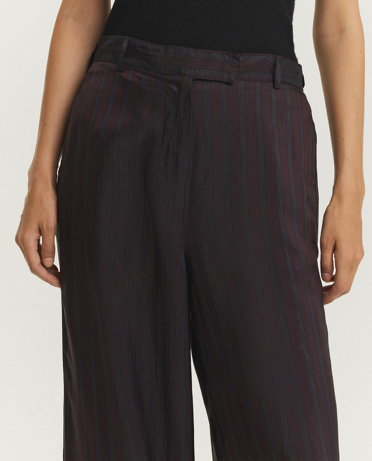 Gestreepte Cupro Broek