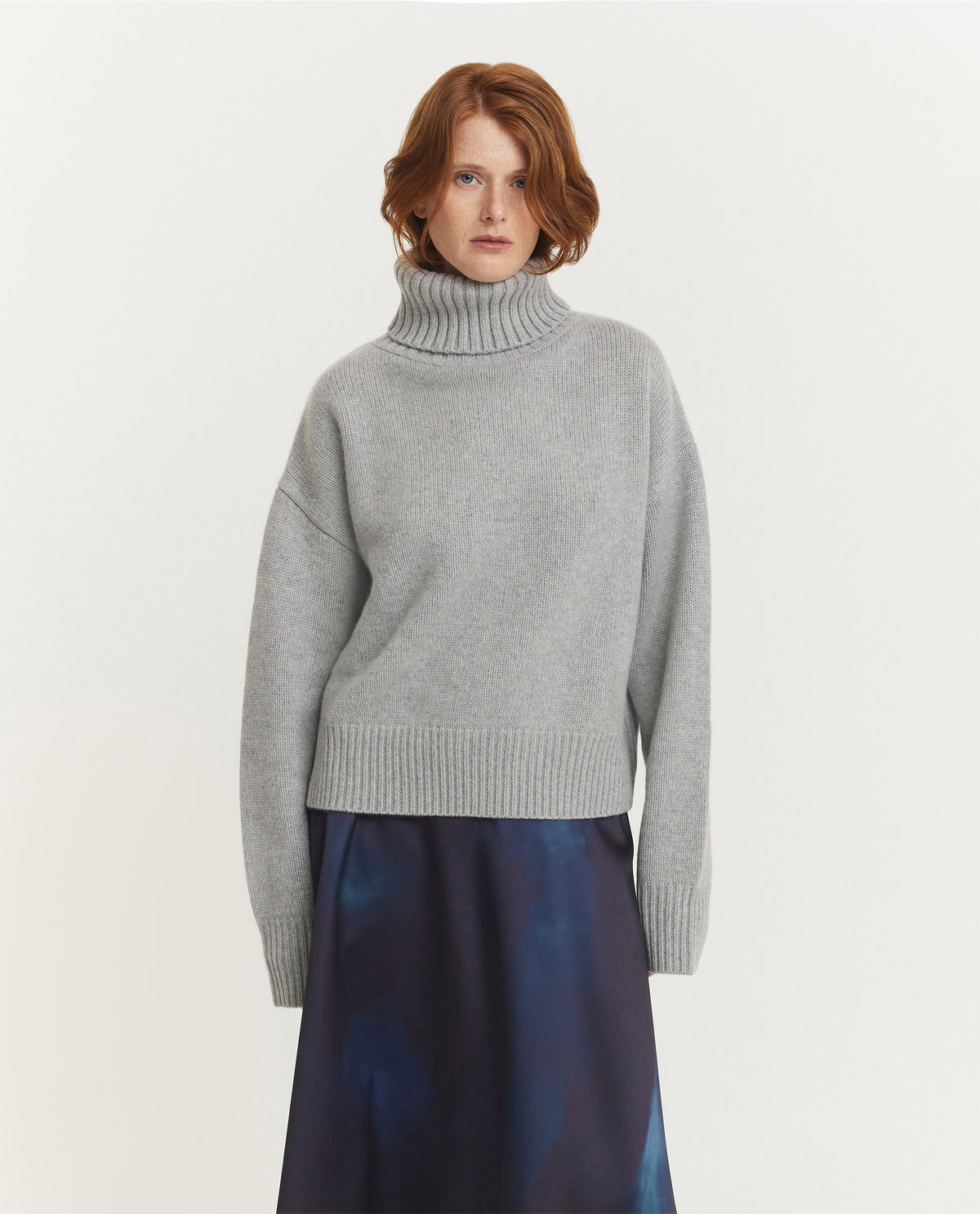 NO.434 Crop Xtra Turtleneck Sweater - Lichtgrijs
