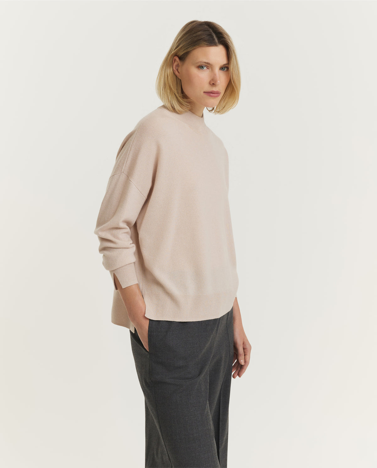 Wool Cashmere Mock Neck Sweater
