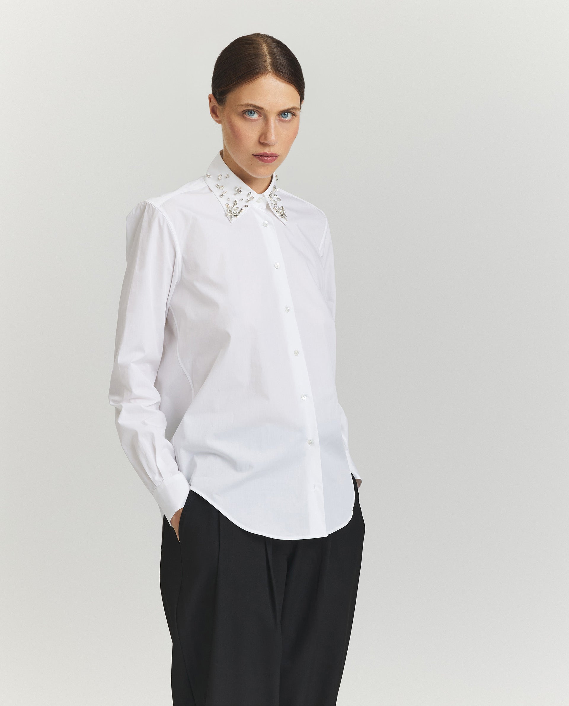 Straight-cut white blouse