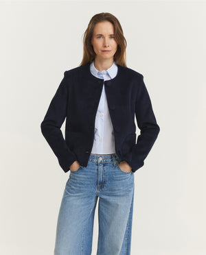 Open Kraag Jasje - Donkerblauw