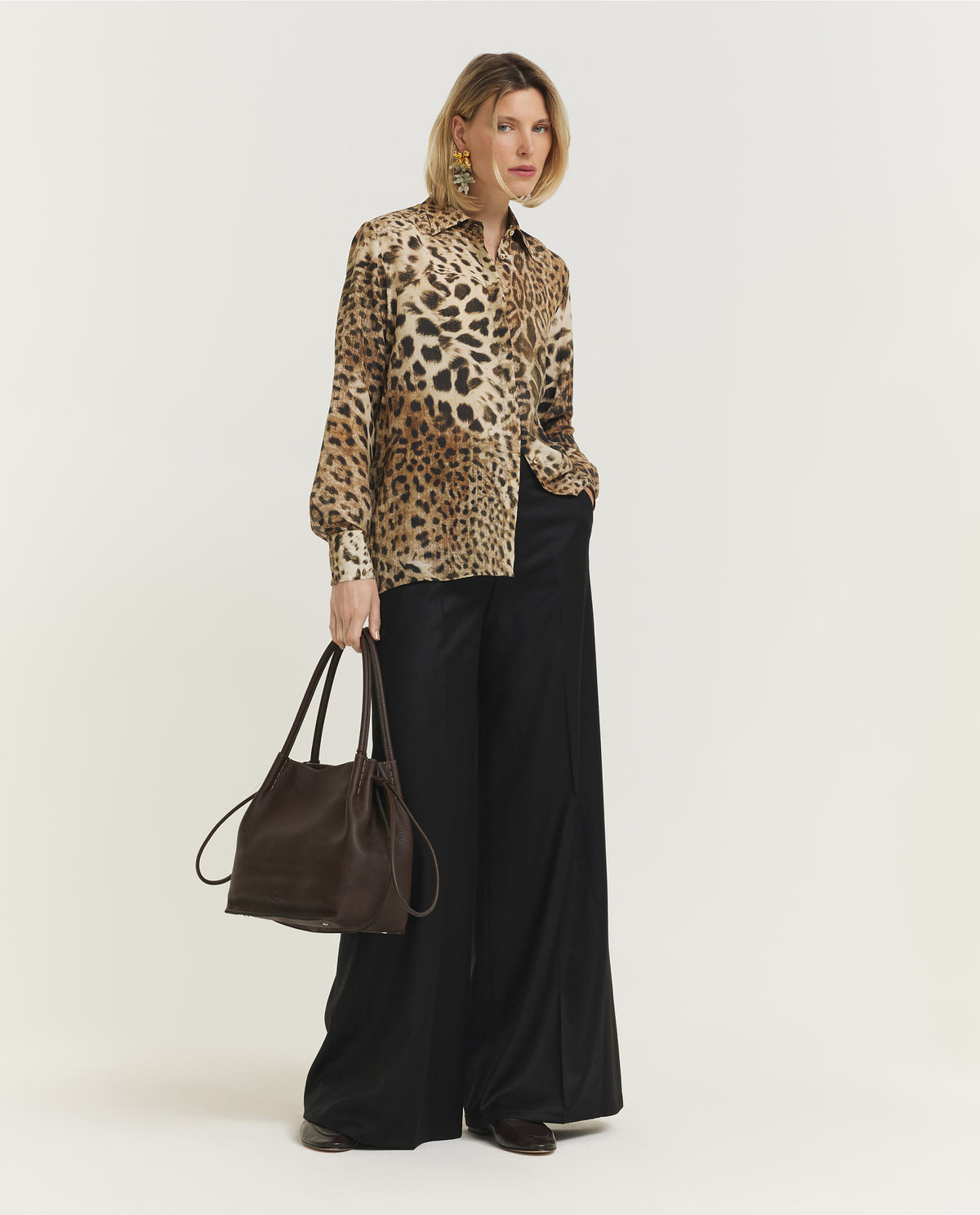Zijden Leopard Blouse - Lichtbruin