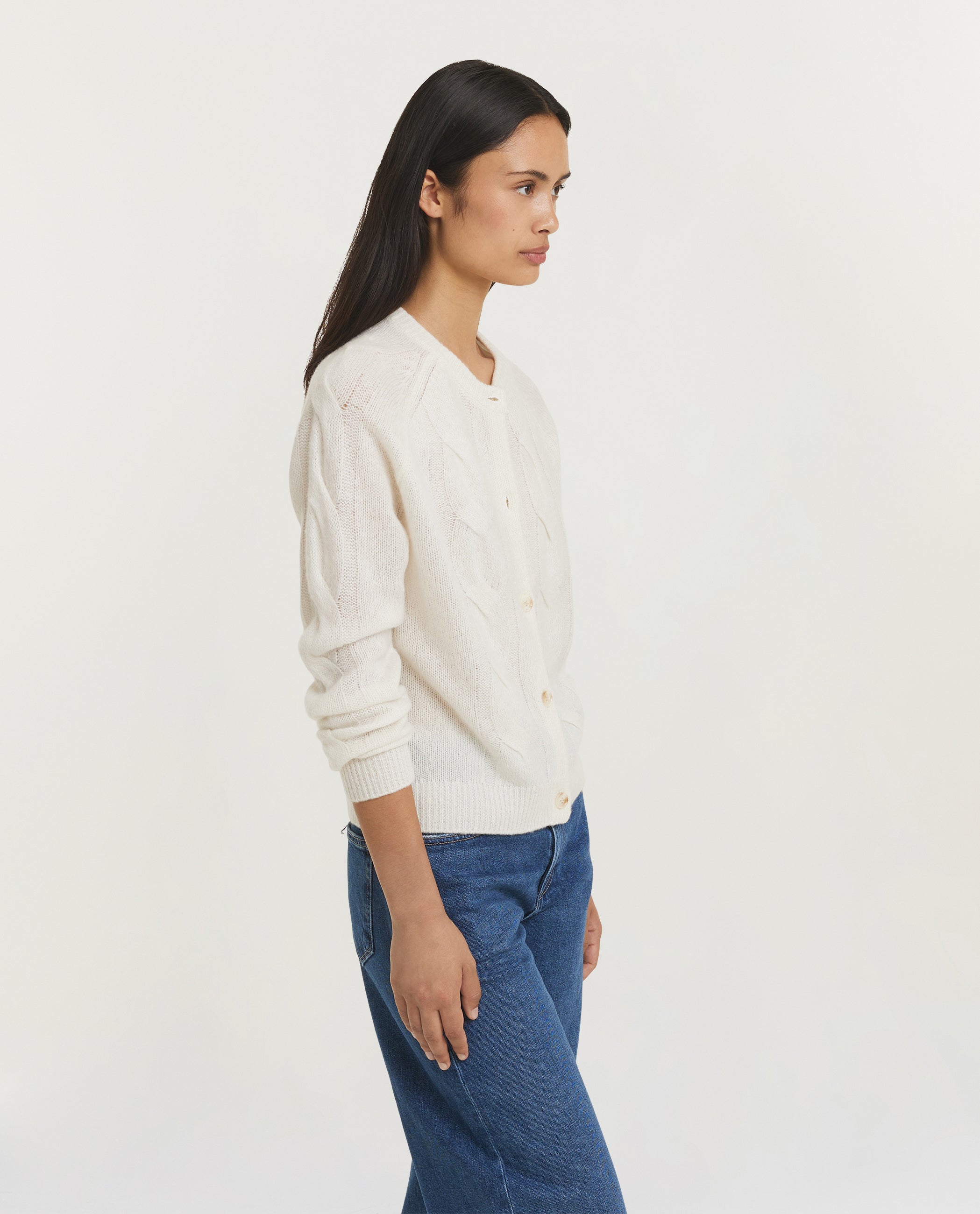 Cashmere Kabel Vest - Ecru