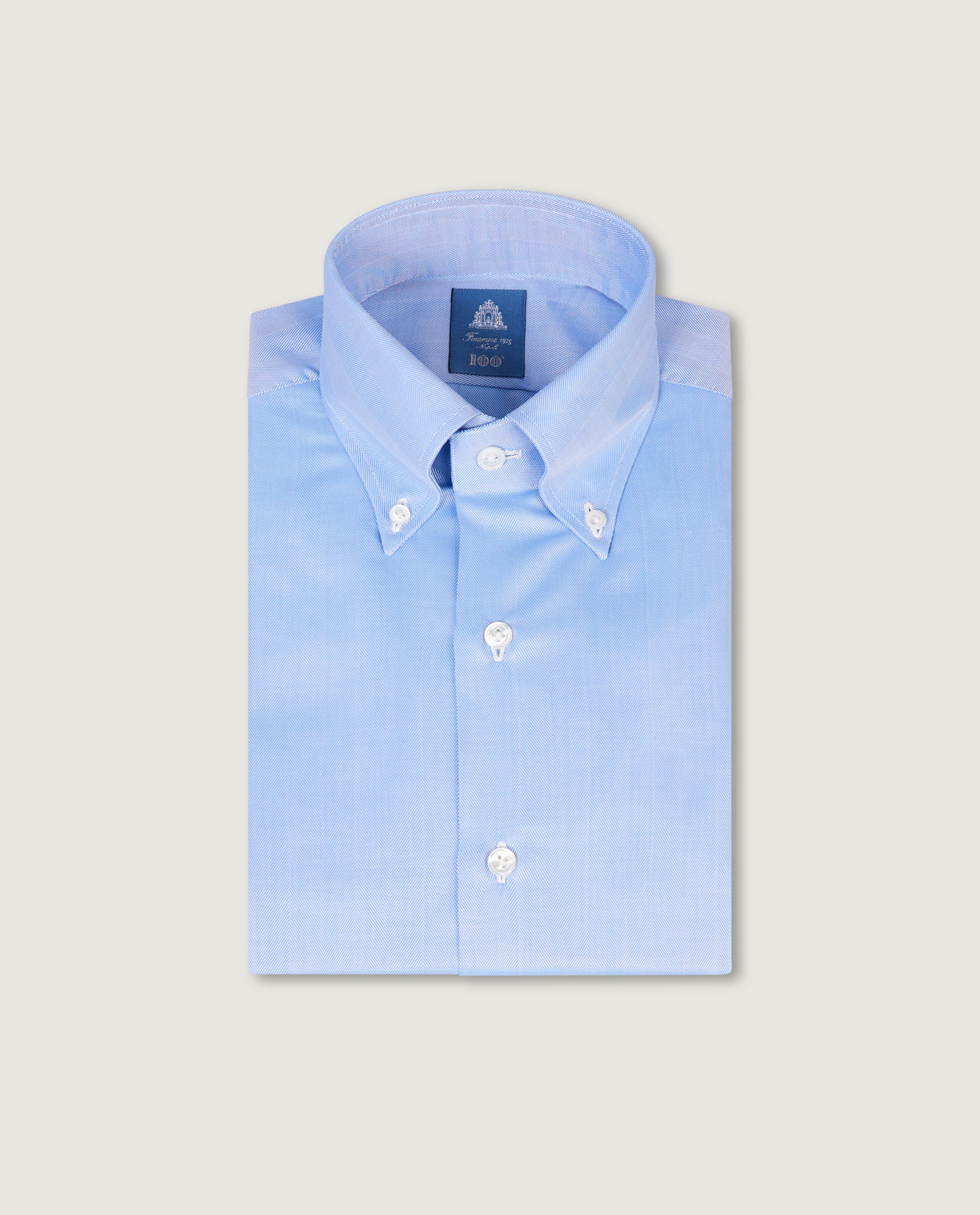 Visgraat Buttondown Shirt - Lichtblauw