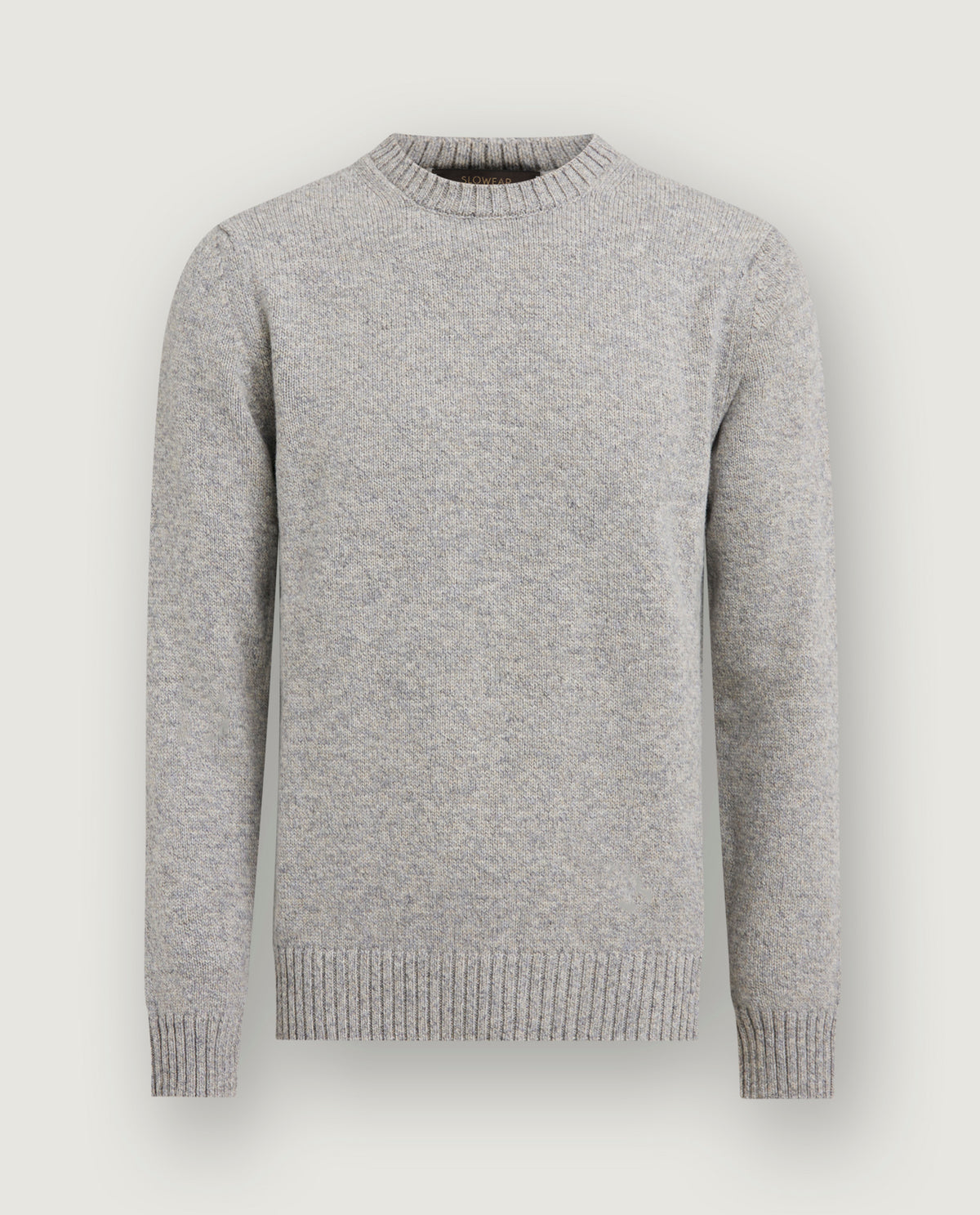 Ronde Hals Melange Trui - Lichtgrijs
