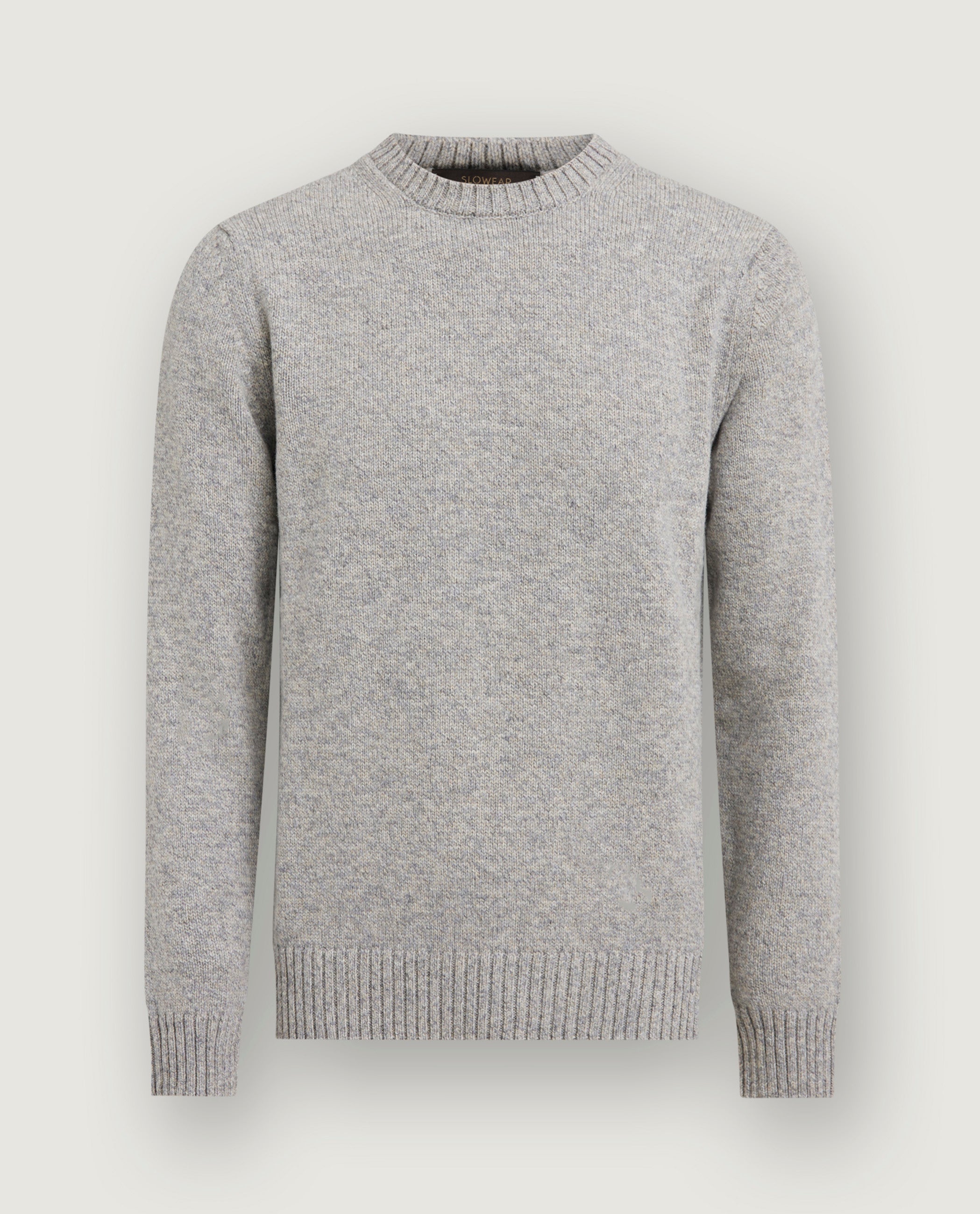 Ronde Hals Melange Trui - Lichtgrijs