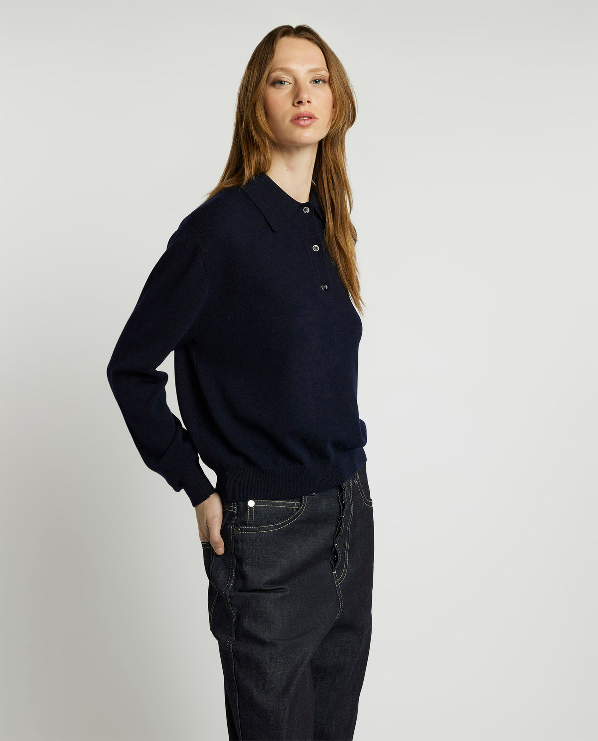 Wool polo sweater