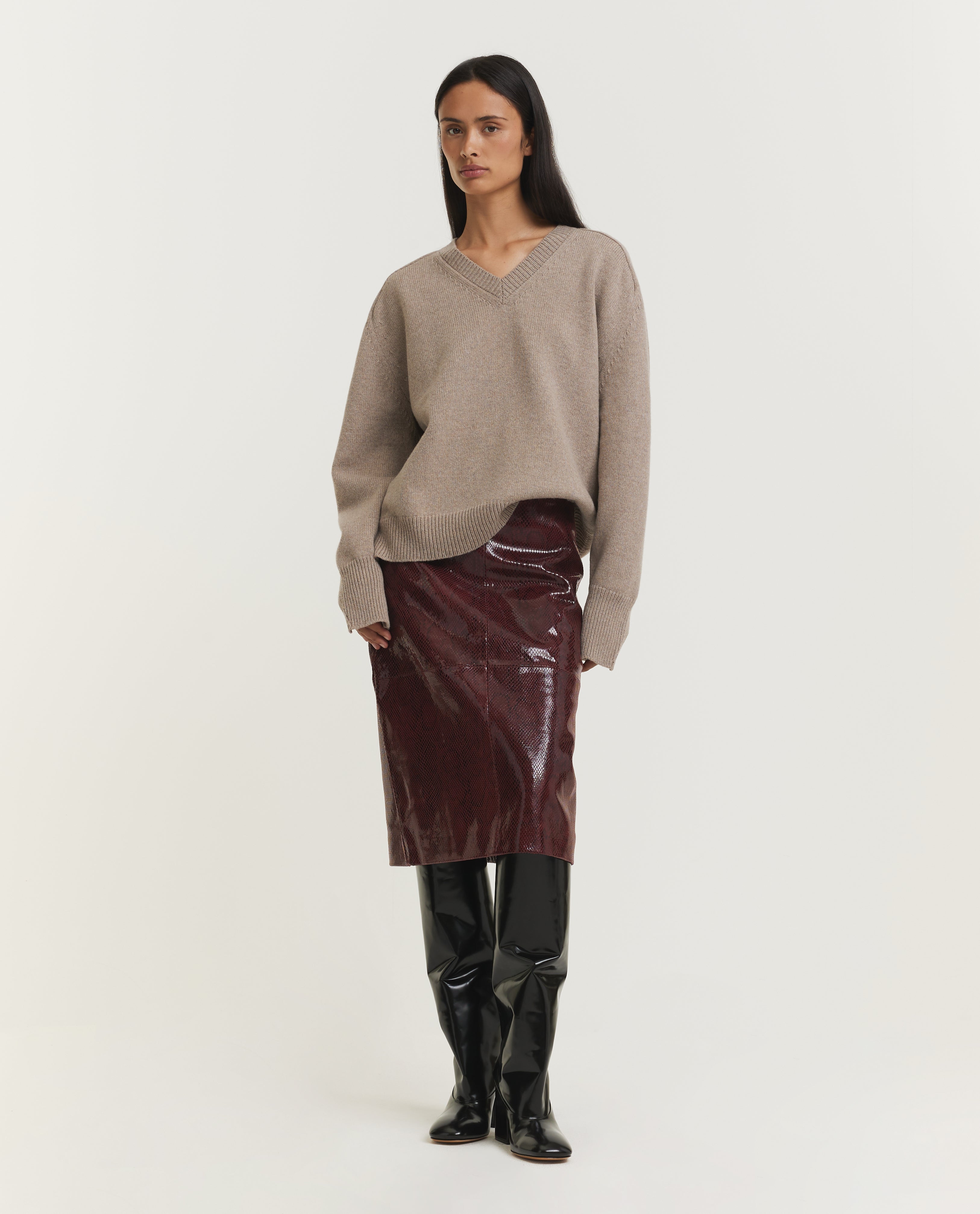 Lederen Slangenrok - Rood