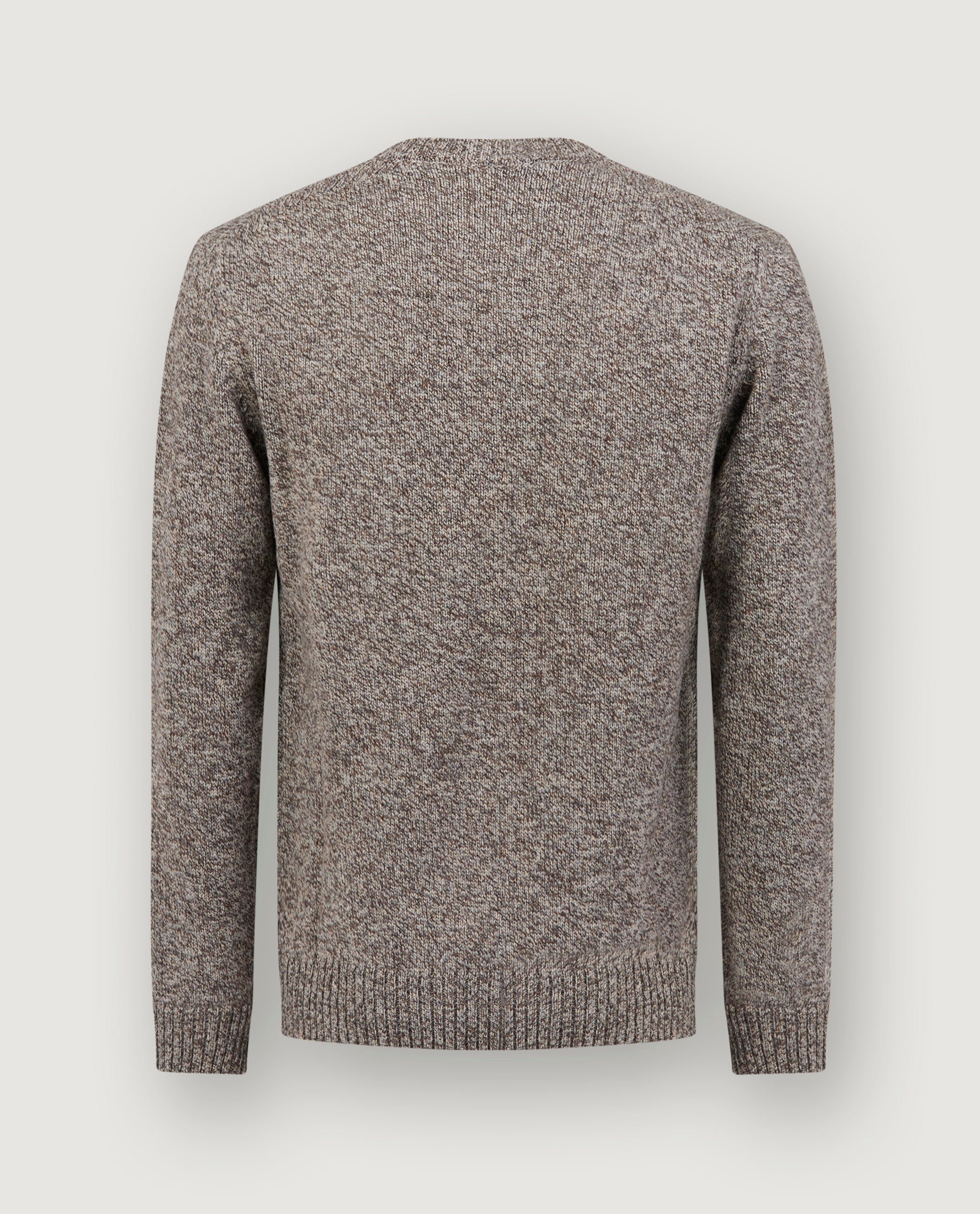 Ronde Hals Melange Trui - Lichtbruin