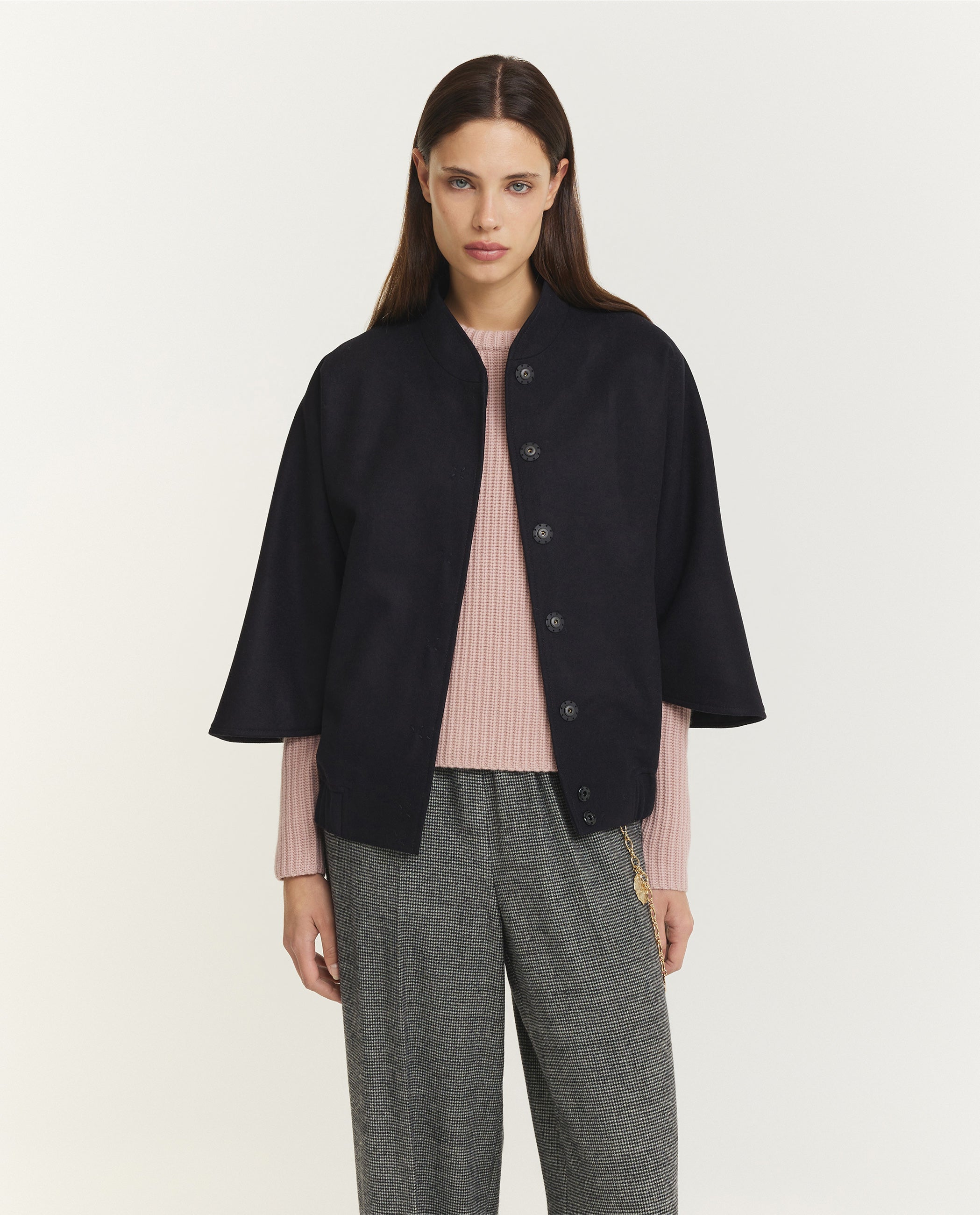 Relaxed Wollen Jack - Donkerblauw