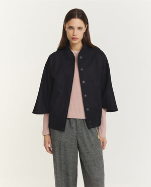 Relaxed Wollen Jack - Donkerblauw