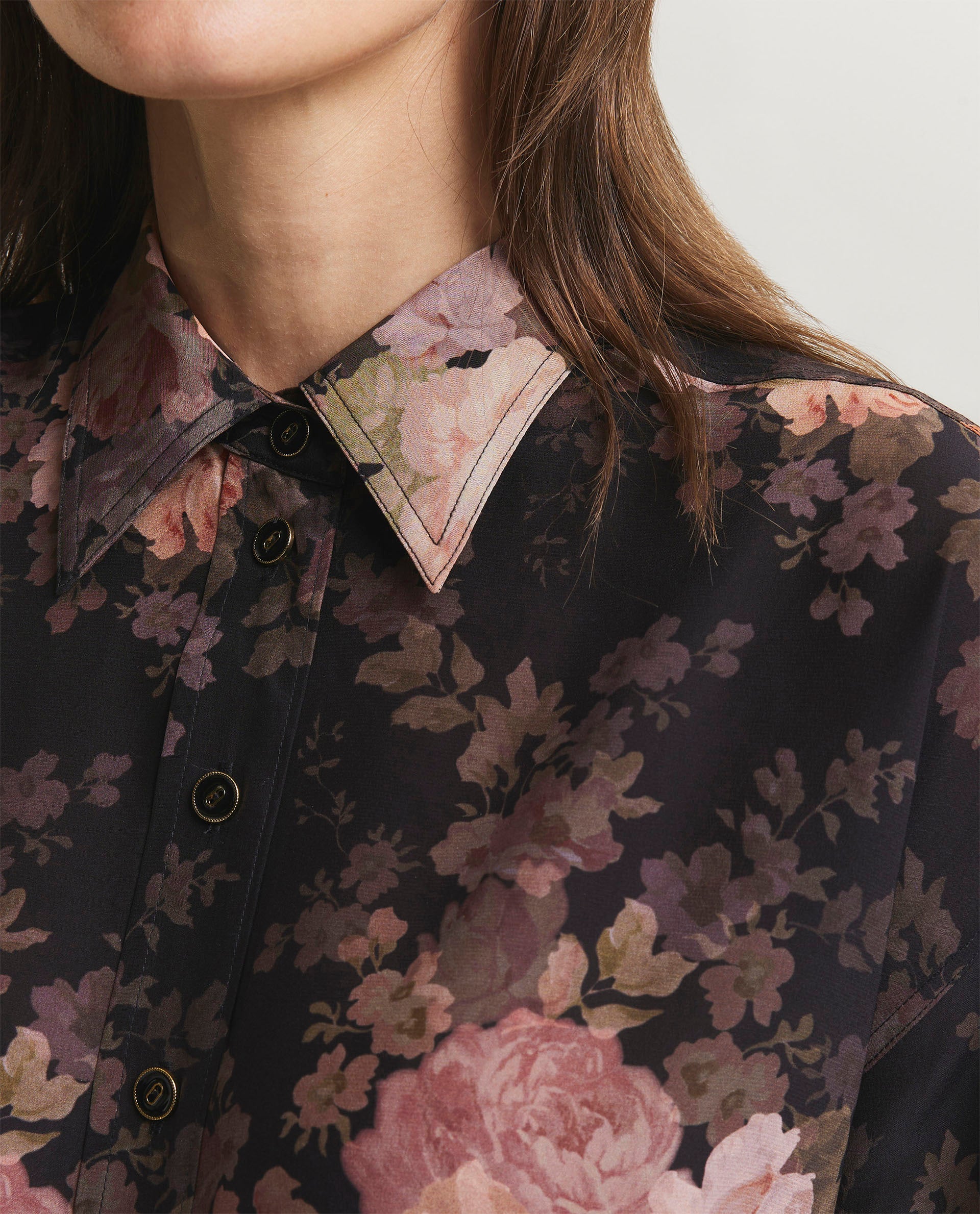 Silk blouse -  Black Rococo Floral