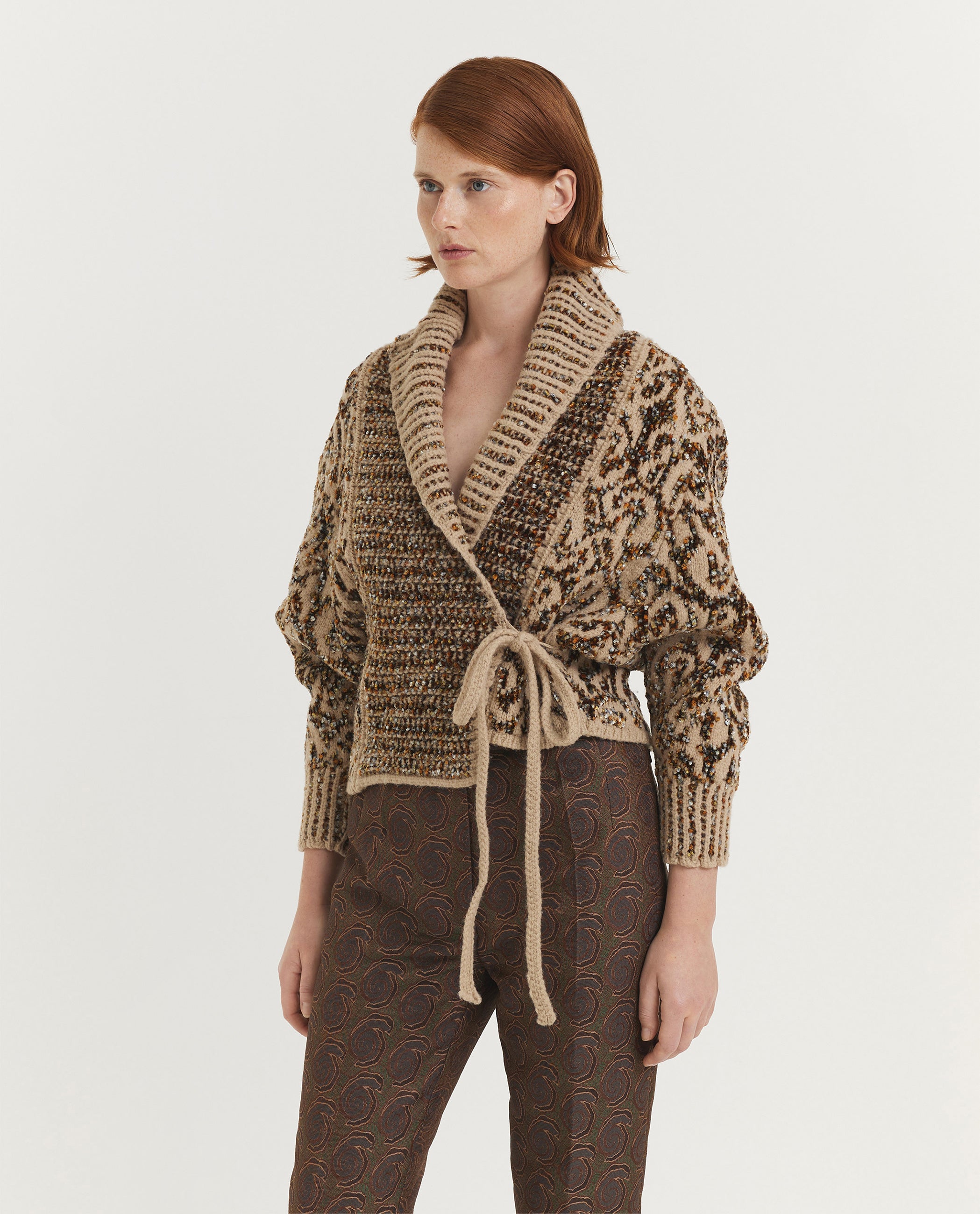 Jacquard Wrap Cardigan