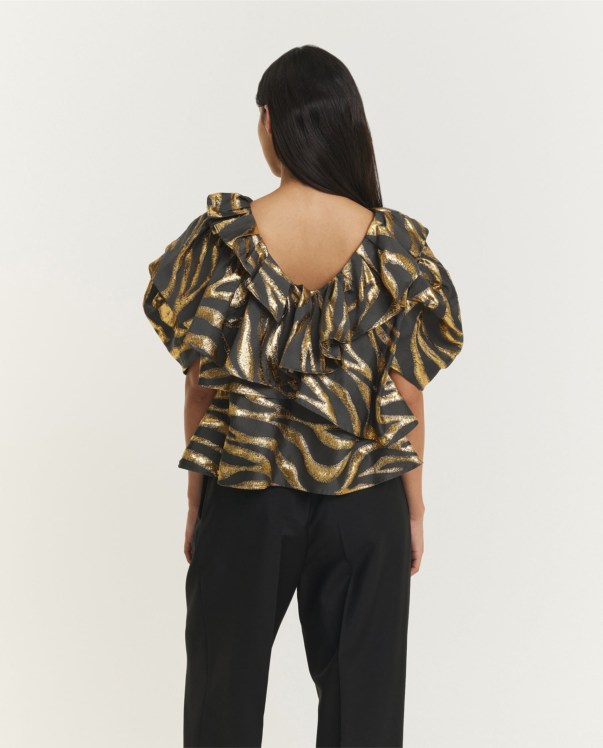 Metallic Zebra Wave Top