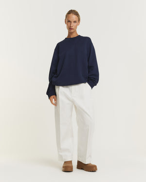 Canvas Bandplooi Broek - Wit