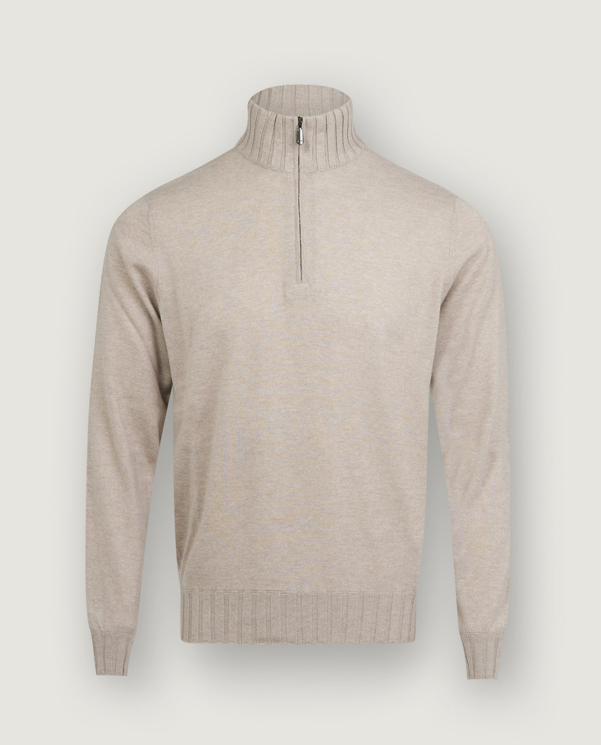 Cashmere Half-Zip Trui - Lichtbruin