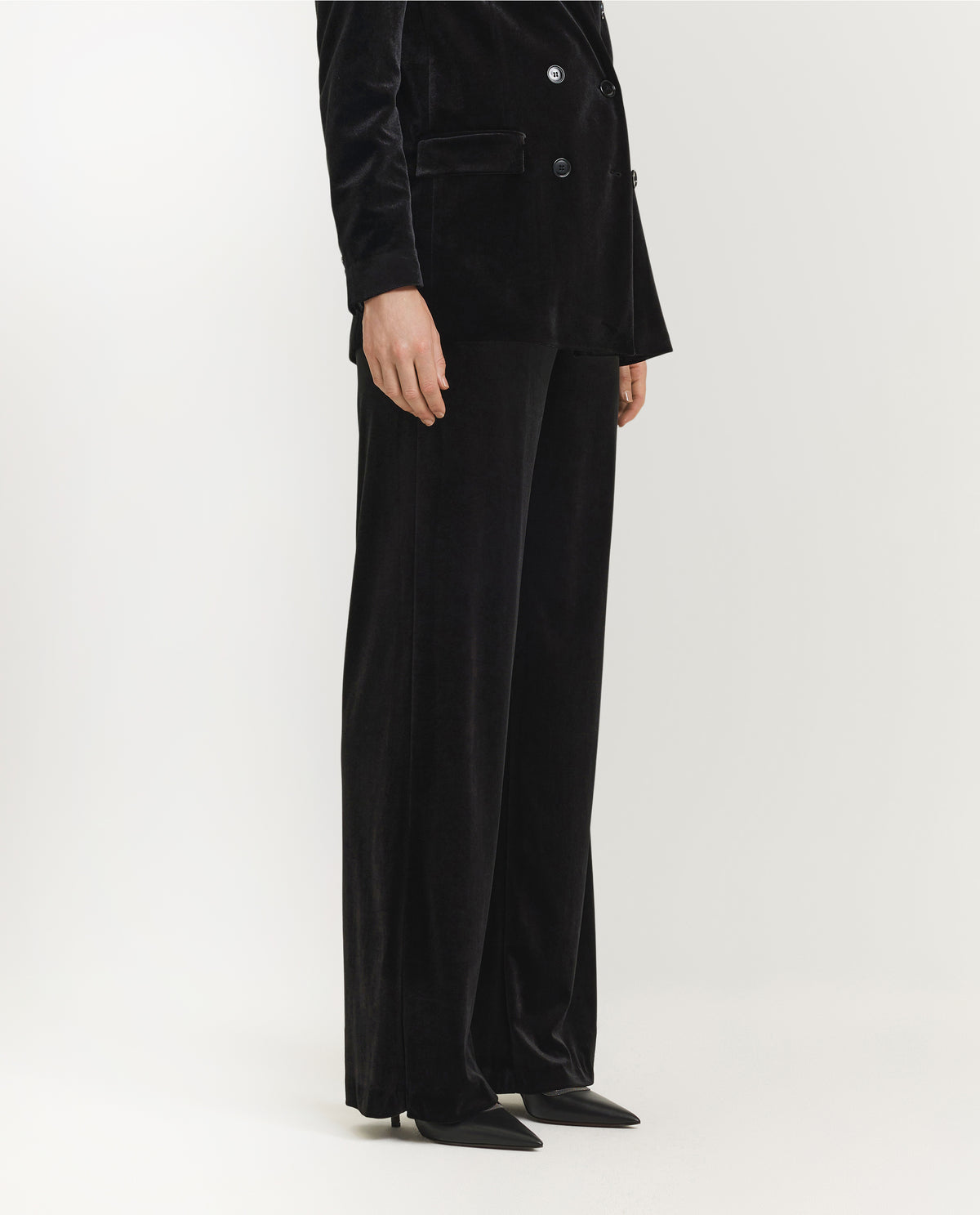 Fluwelen Wijde Pantalon - Zwart