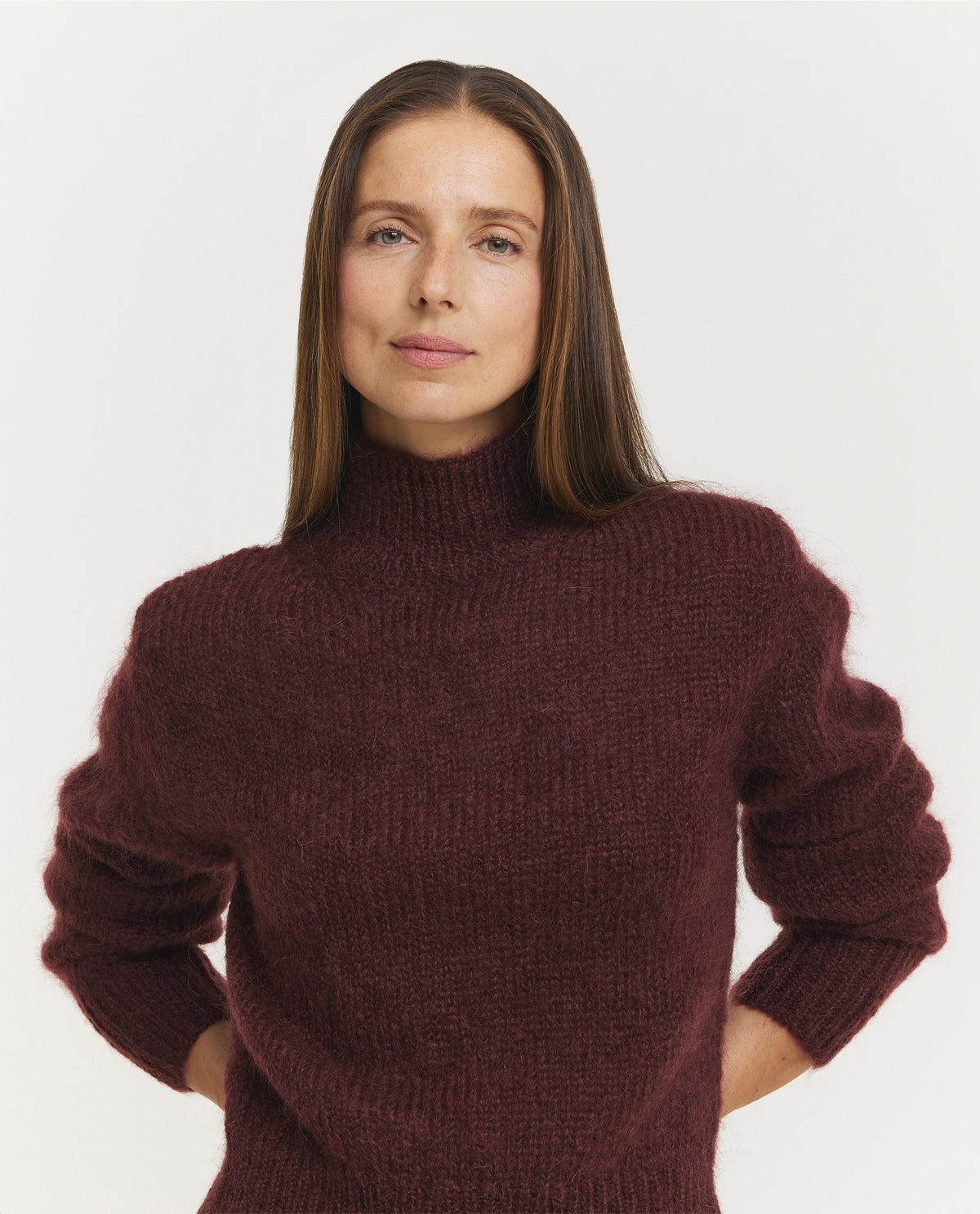 Mohair Wollen Tenne Trui - Rood