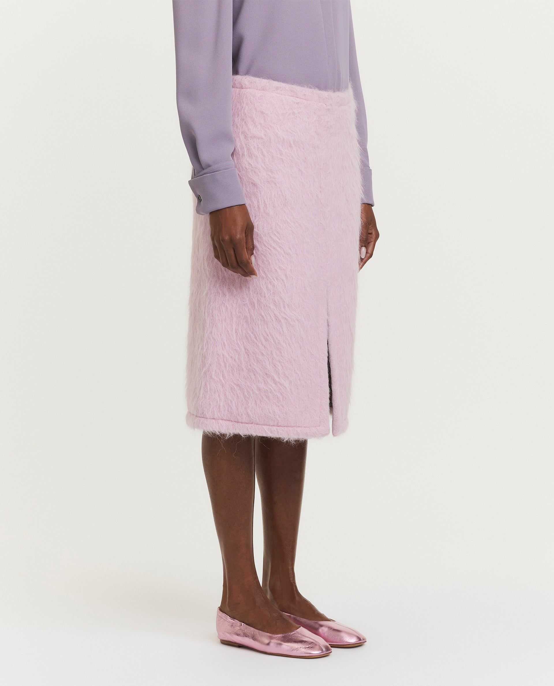 Wool-blend midi skirt