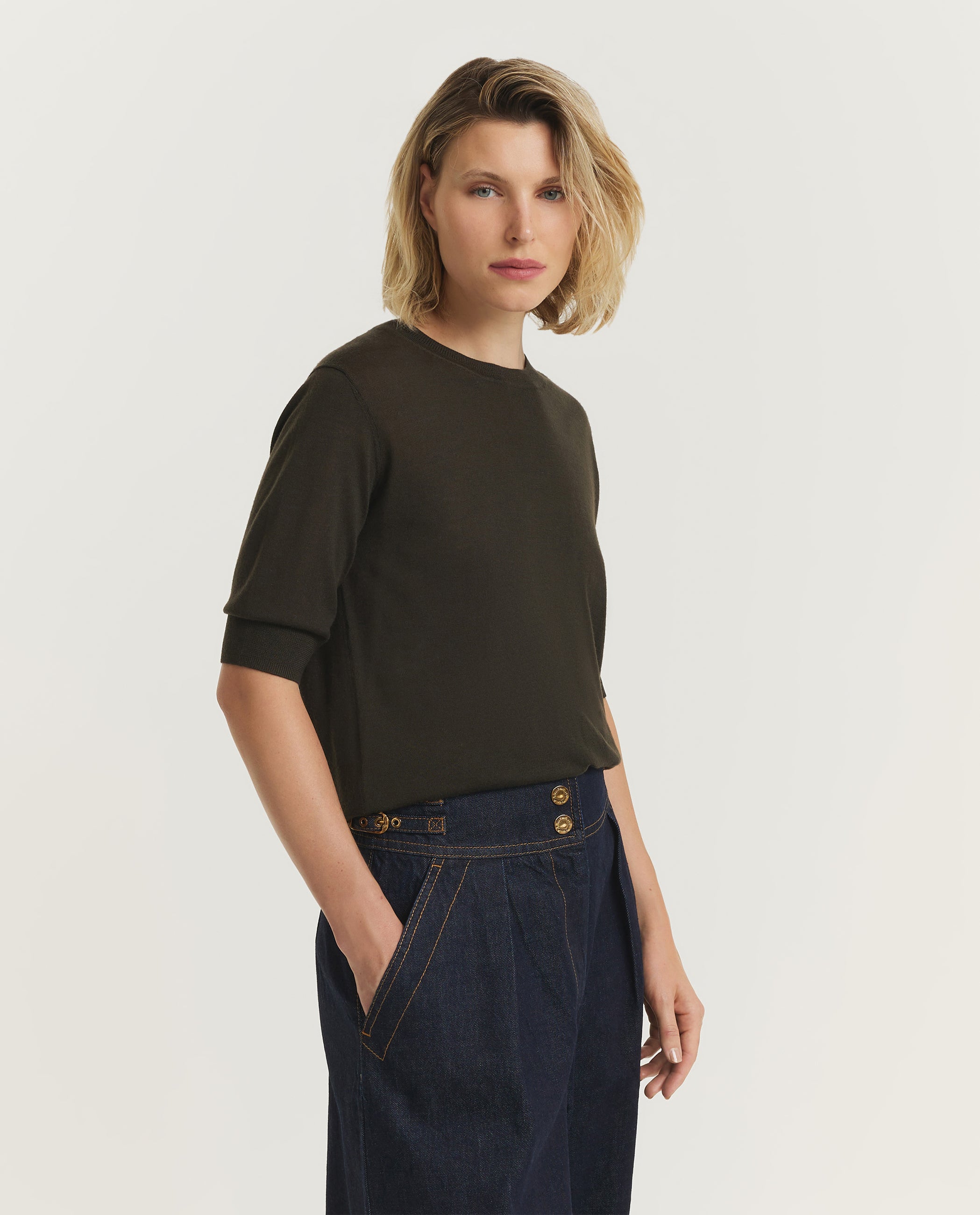 Wool Short Sleeved Sweater 