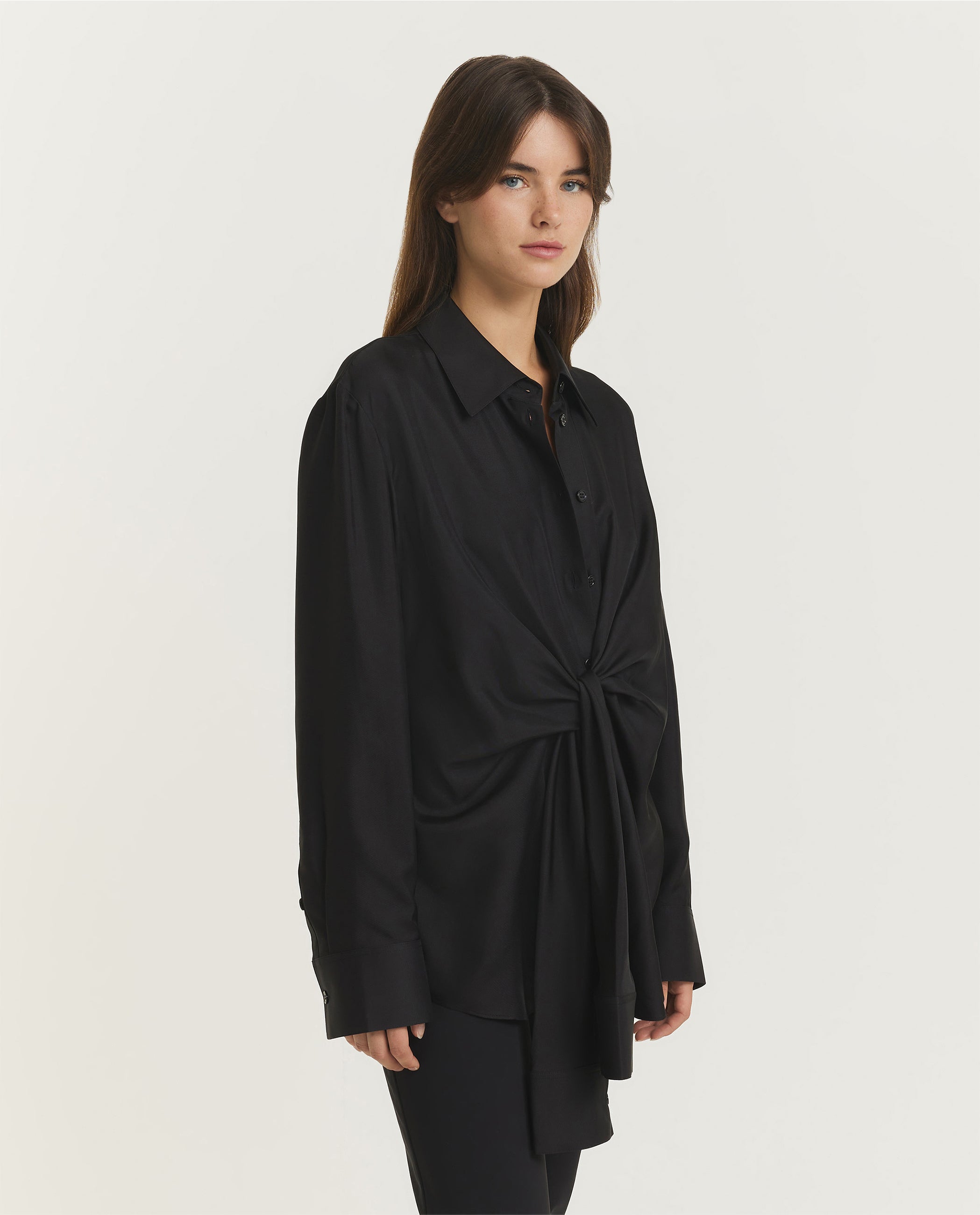 Hammered Silk Knotted Shirt