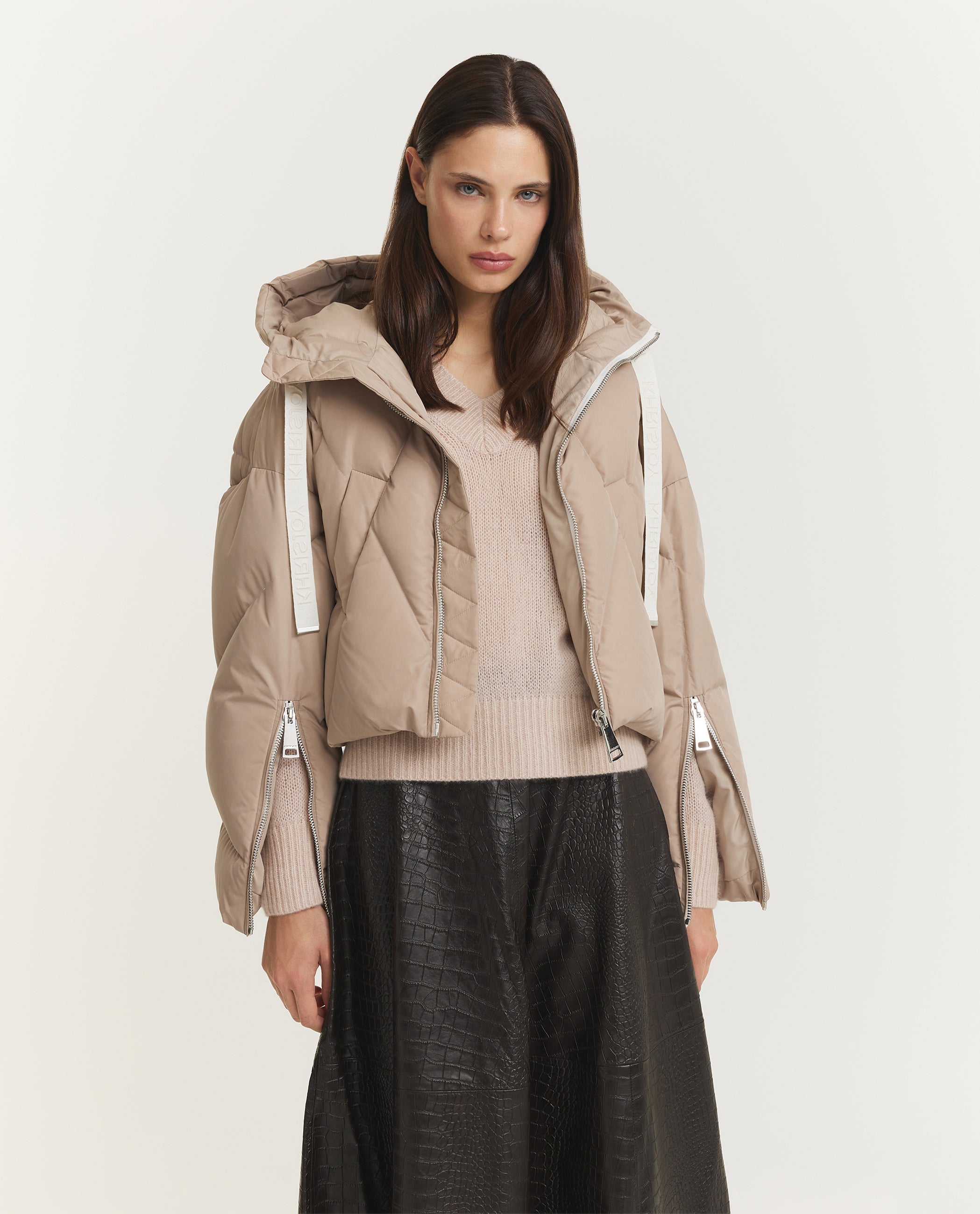 Crop Iconic Milano Puffer - Lichtbruin