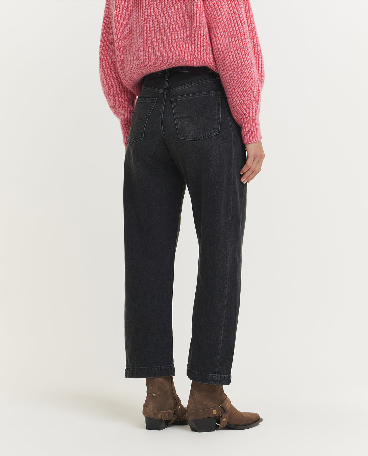 Hattie High-Rise Barrel Jeans - Donkergrijs