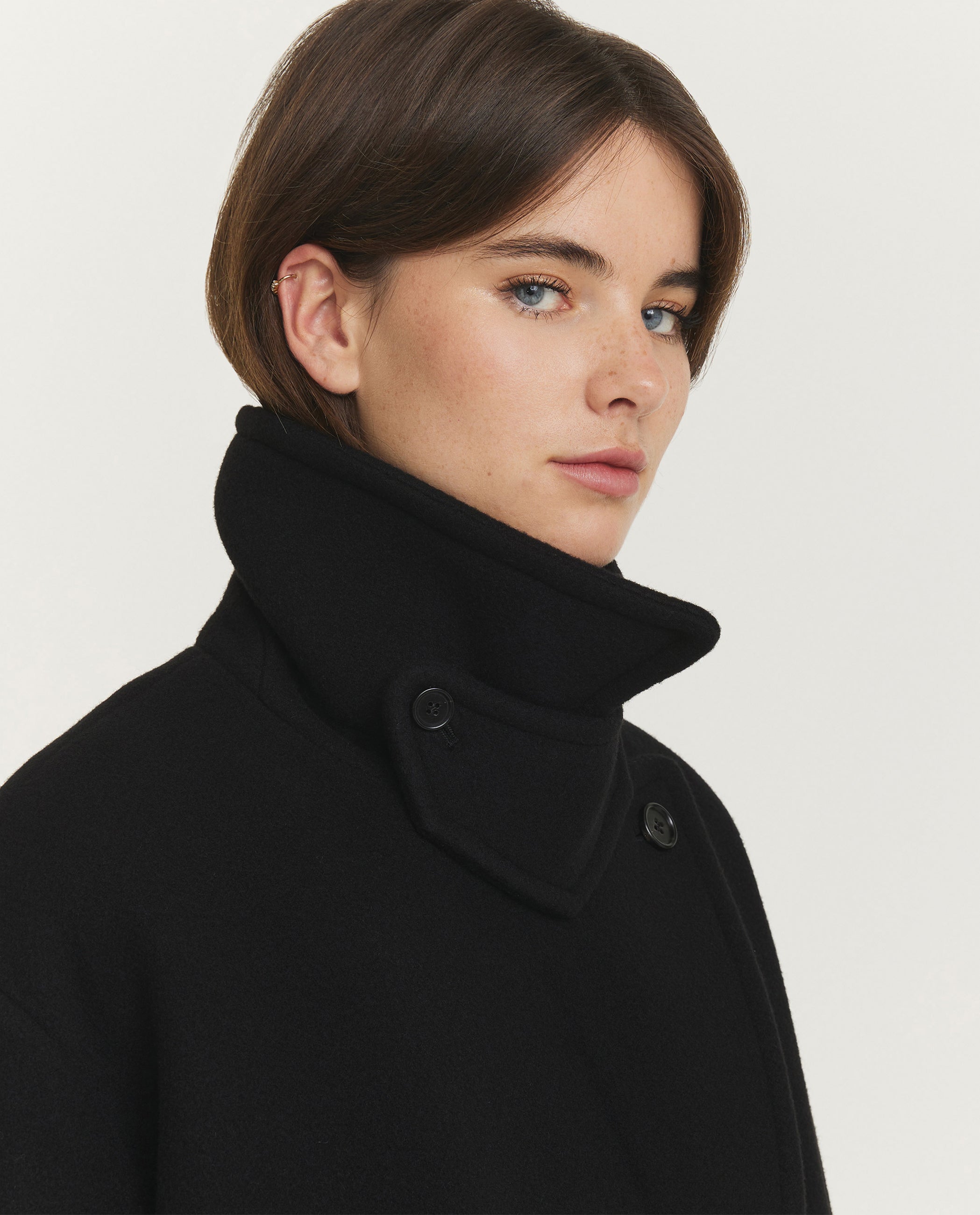 Wollen Peacoat - Zwart