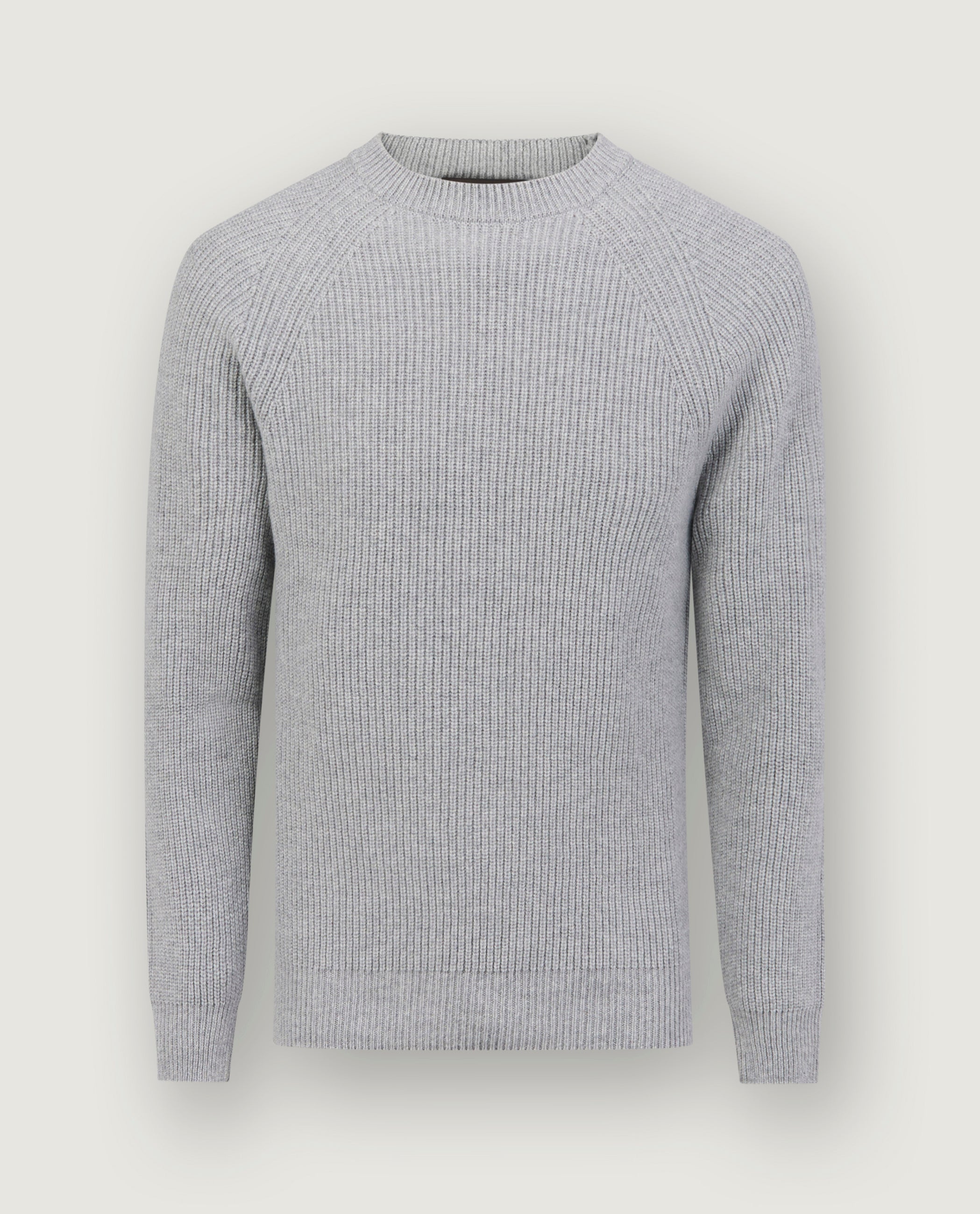 Cashmere Rib Trui - Lichtgrijs