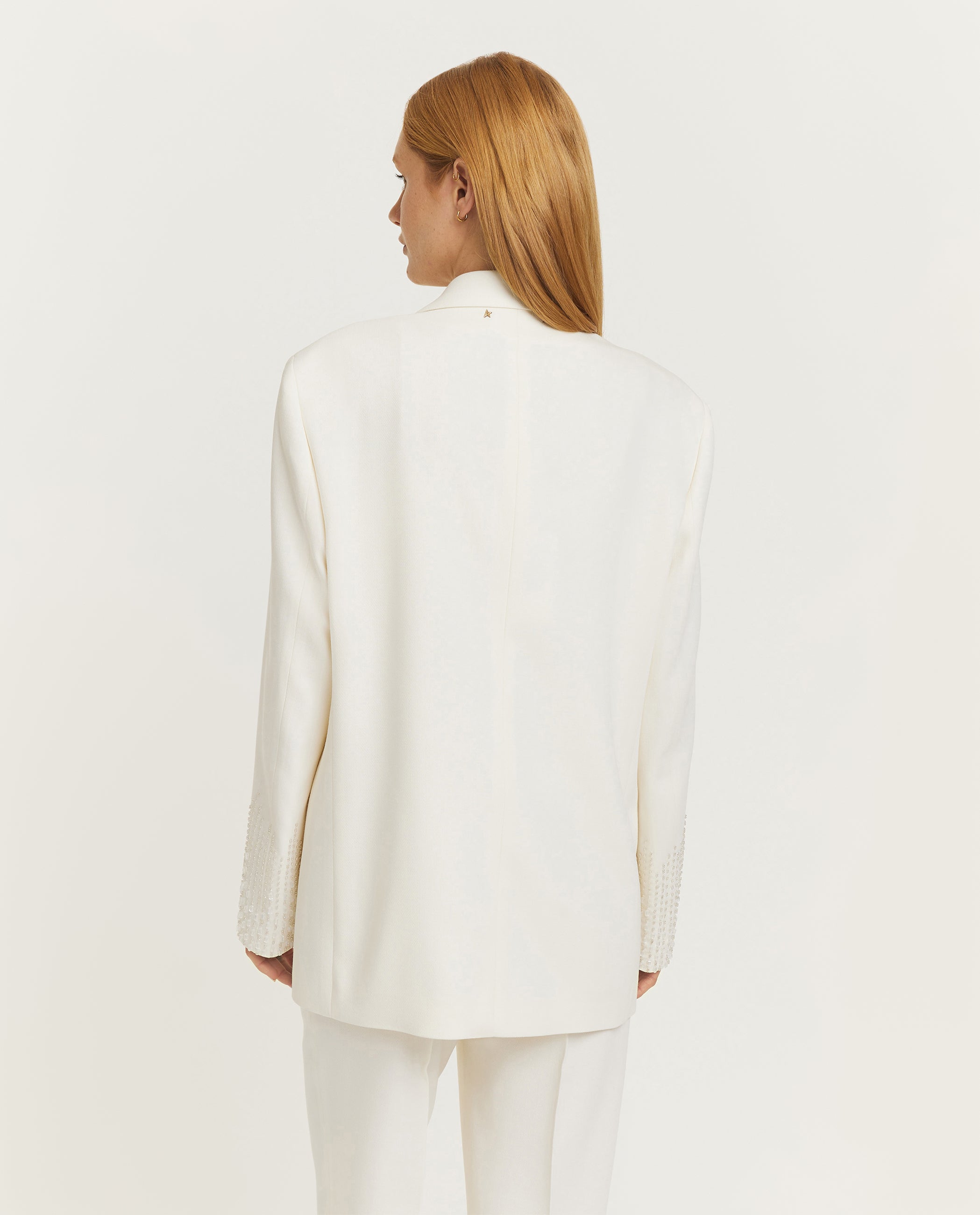 Wol-mix blazer met kralendetails