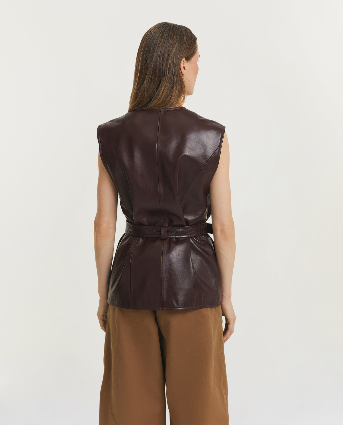 Utilitarian Lederen Vest - Bruin