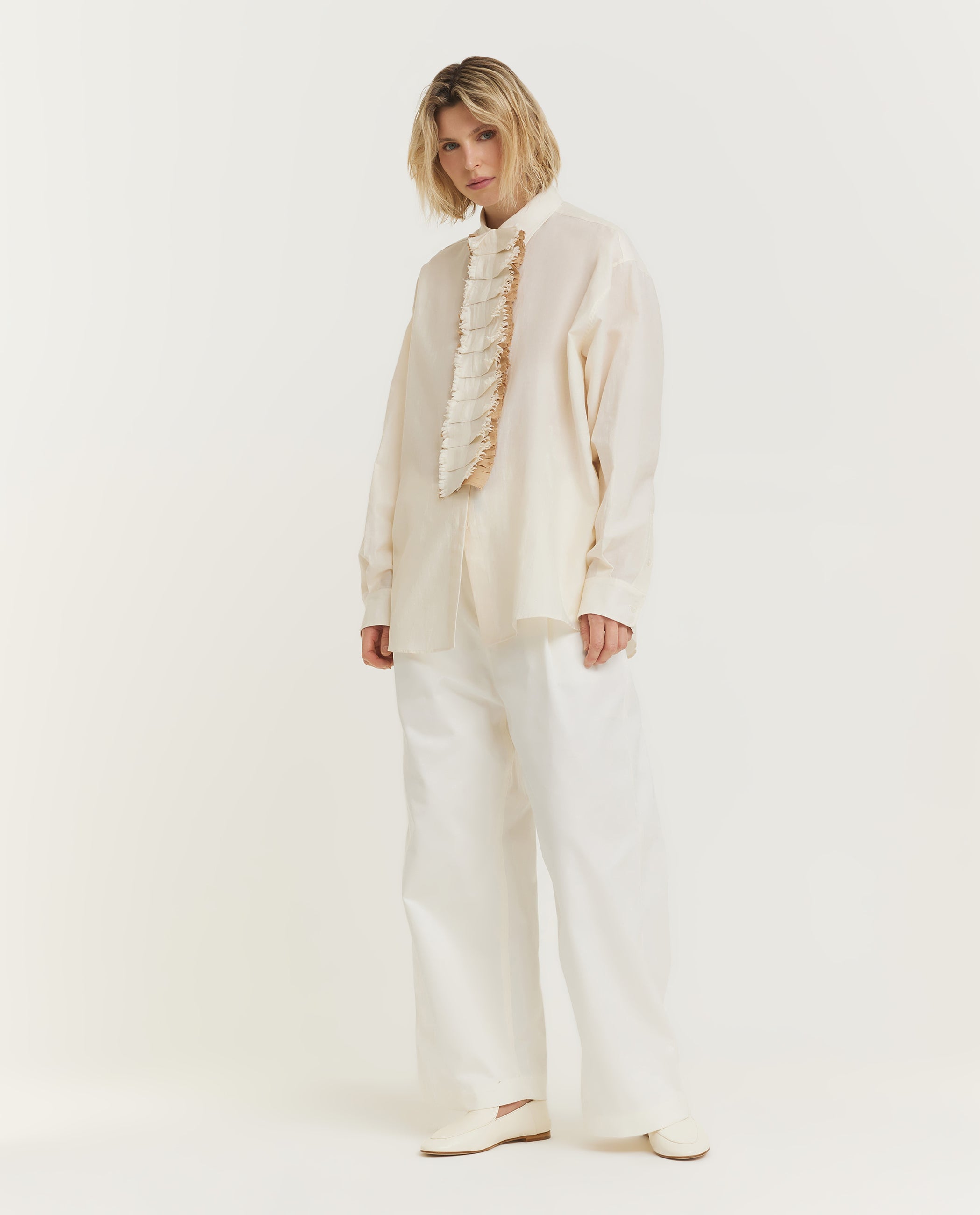 Twill Plastron Shirt - Ecru