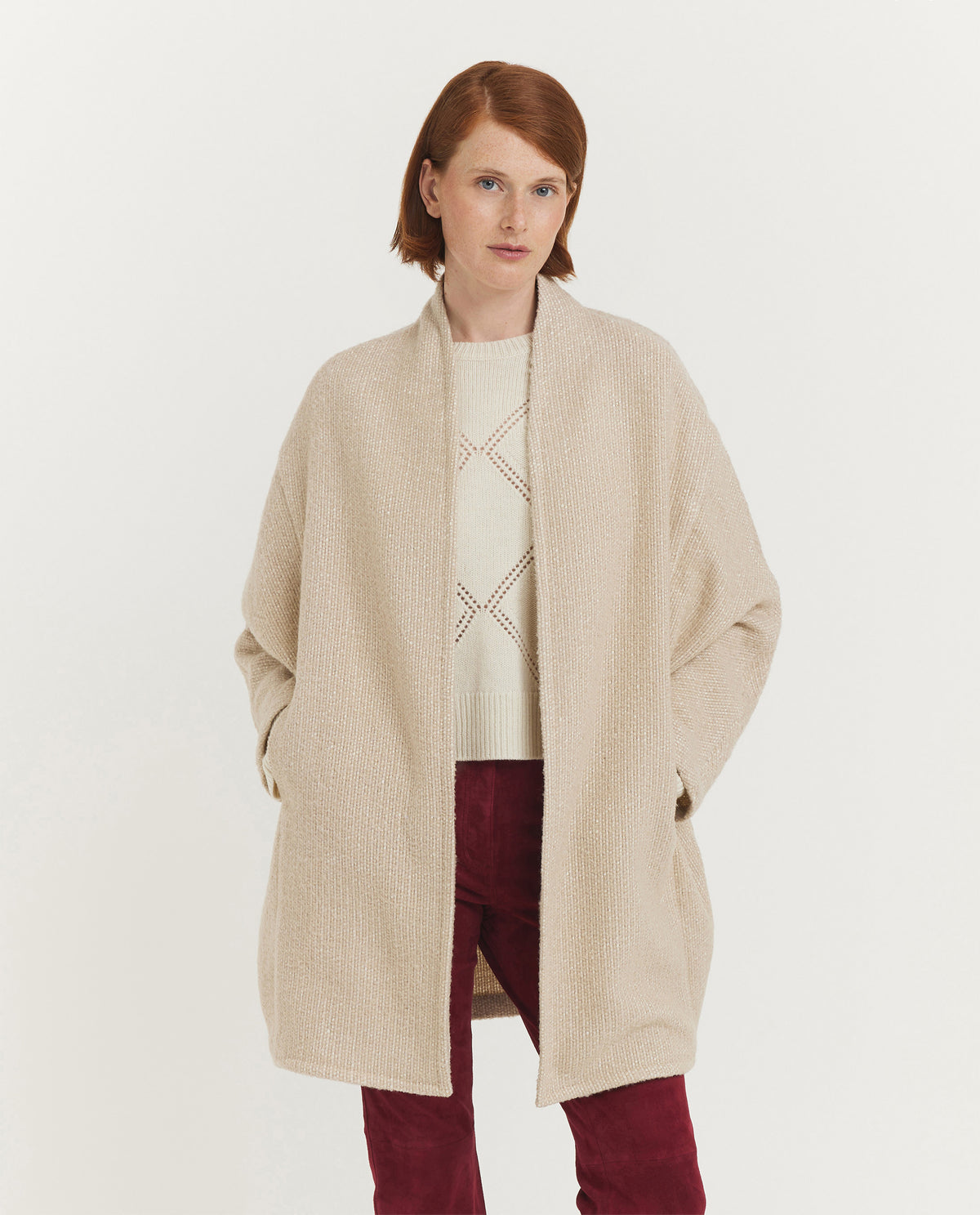 Katoen Wollen Vest - Lichtbruin