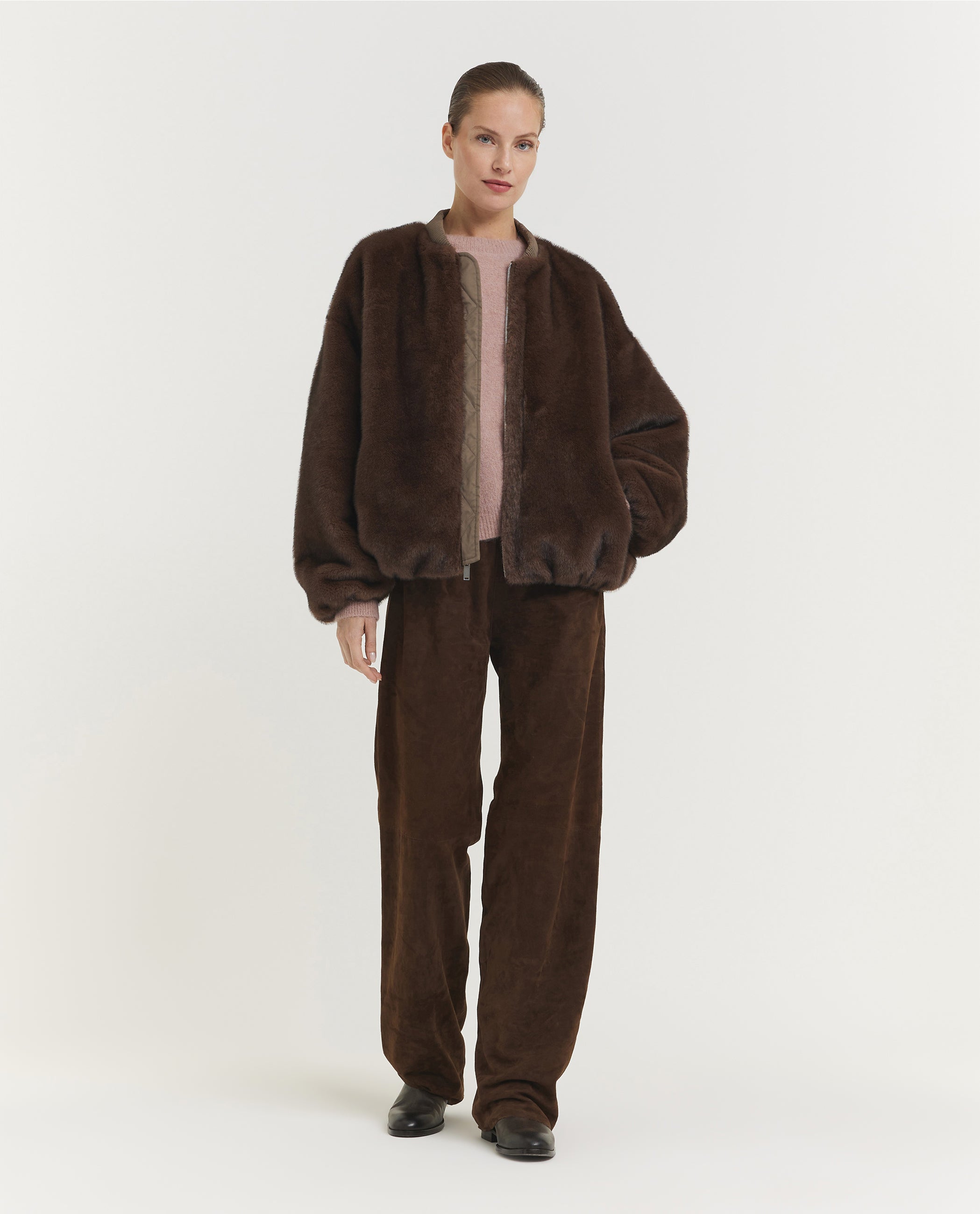 Straight Suede Trousers