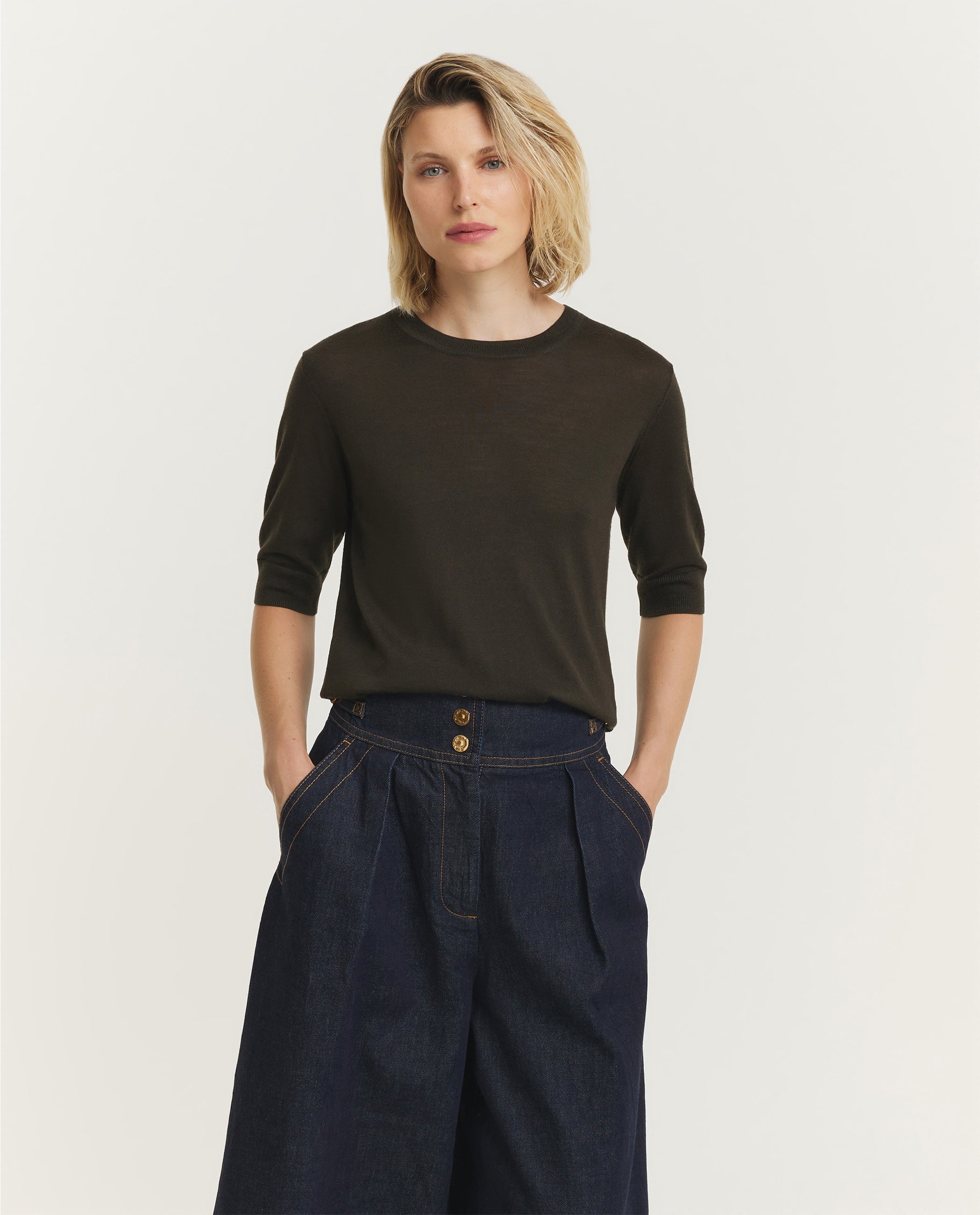 Wool Short Sleeved Sweater 