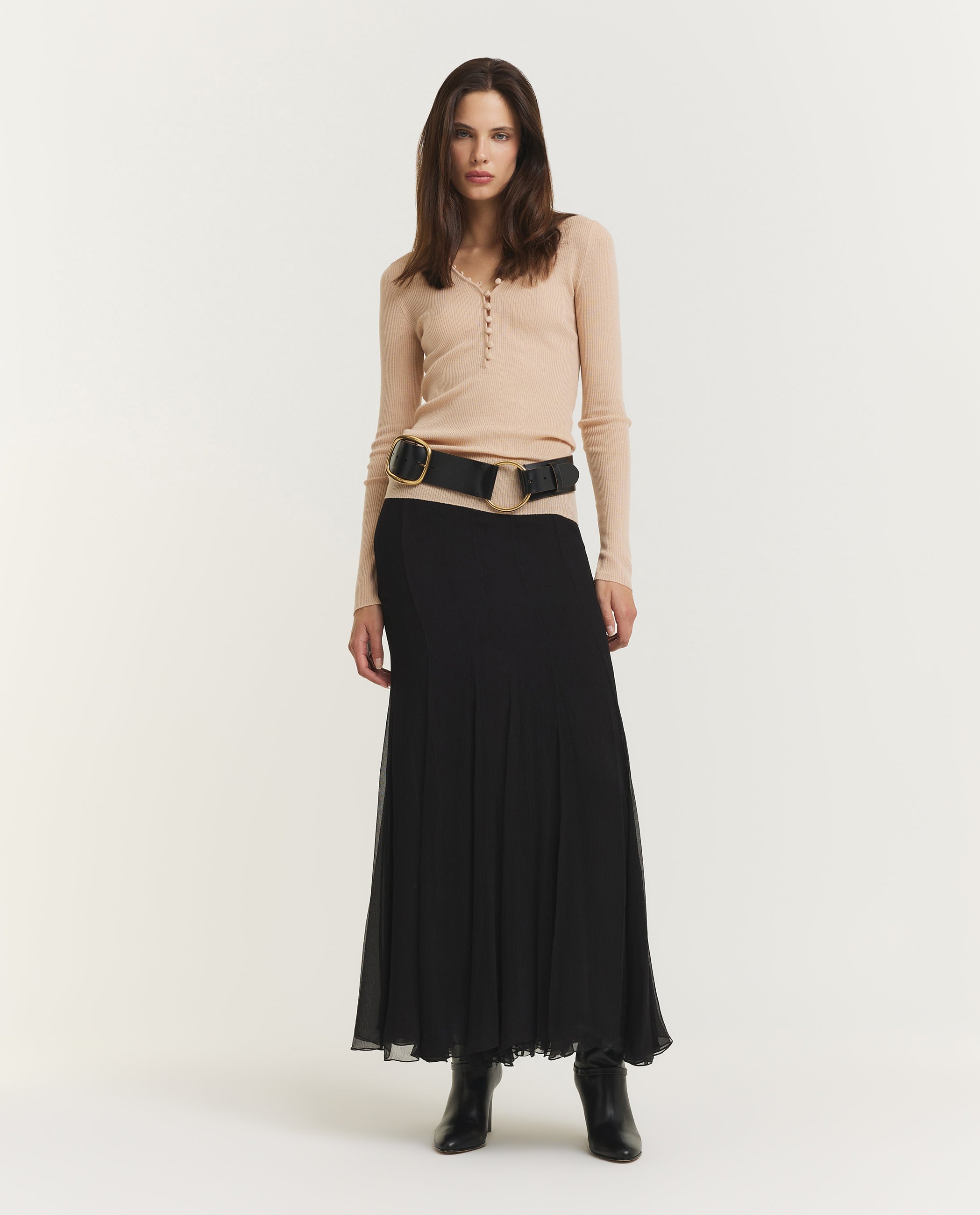 Wollen Geknoopte Henley - Roze